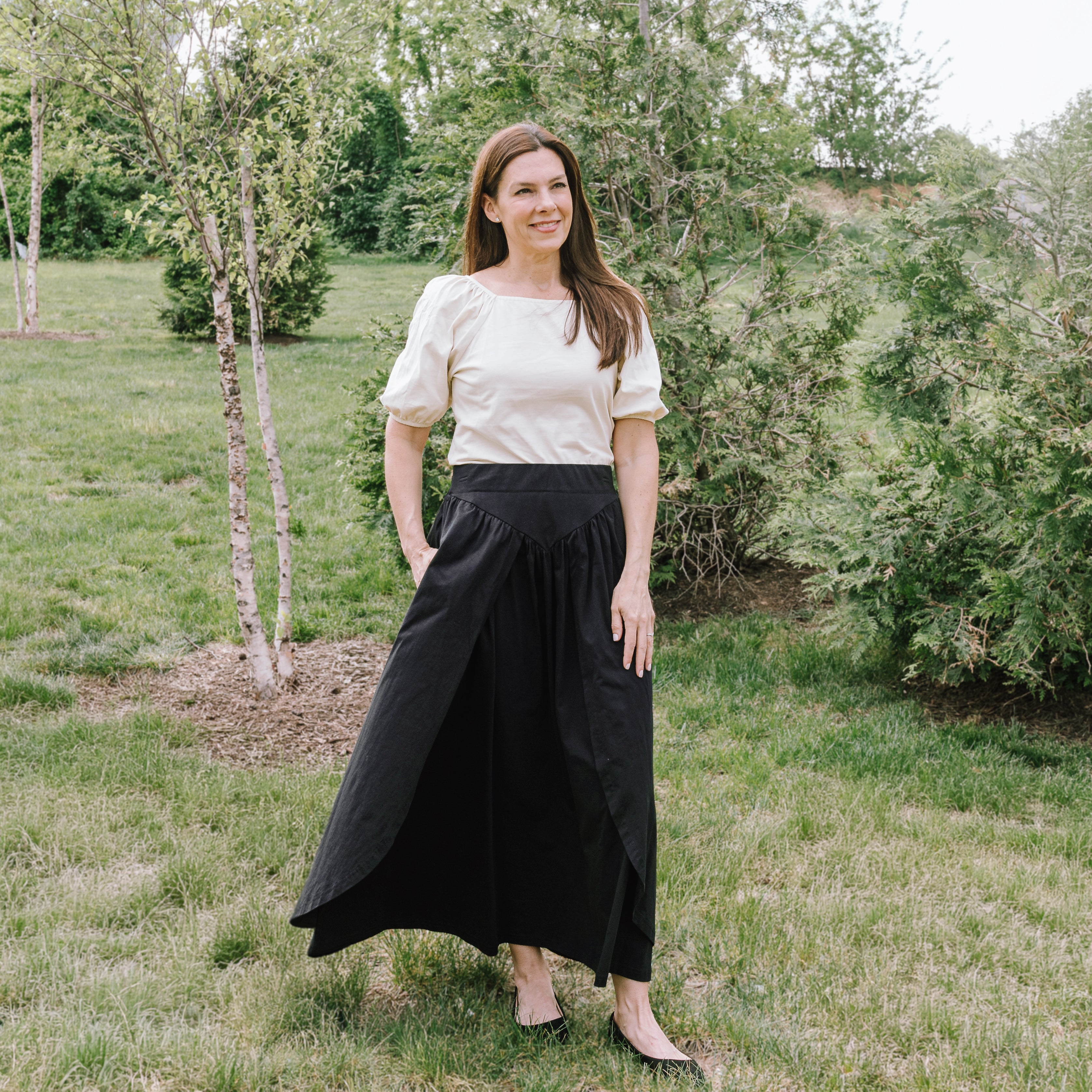 Black Layered Skirt with Pockets