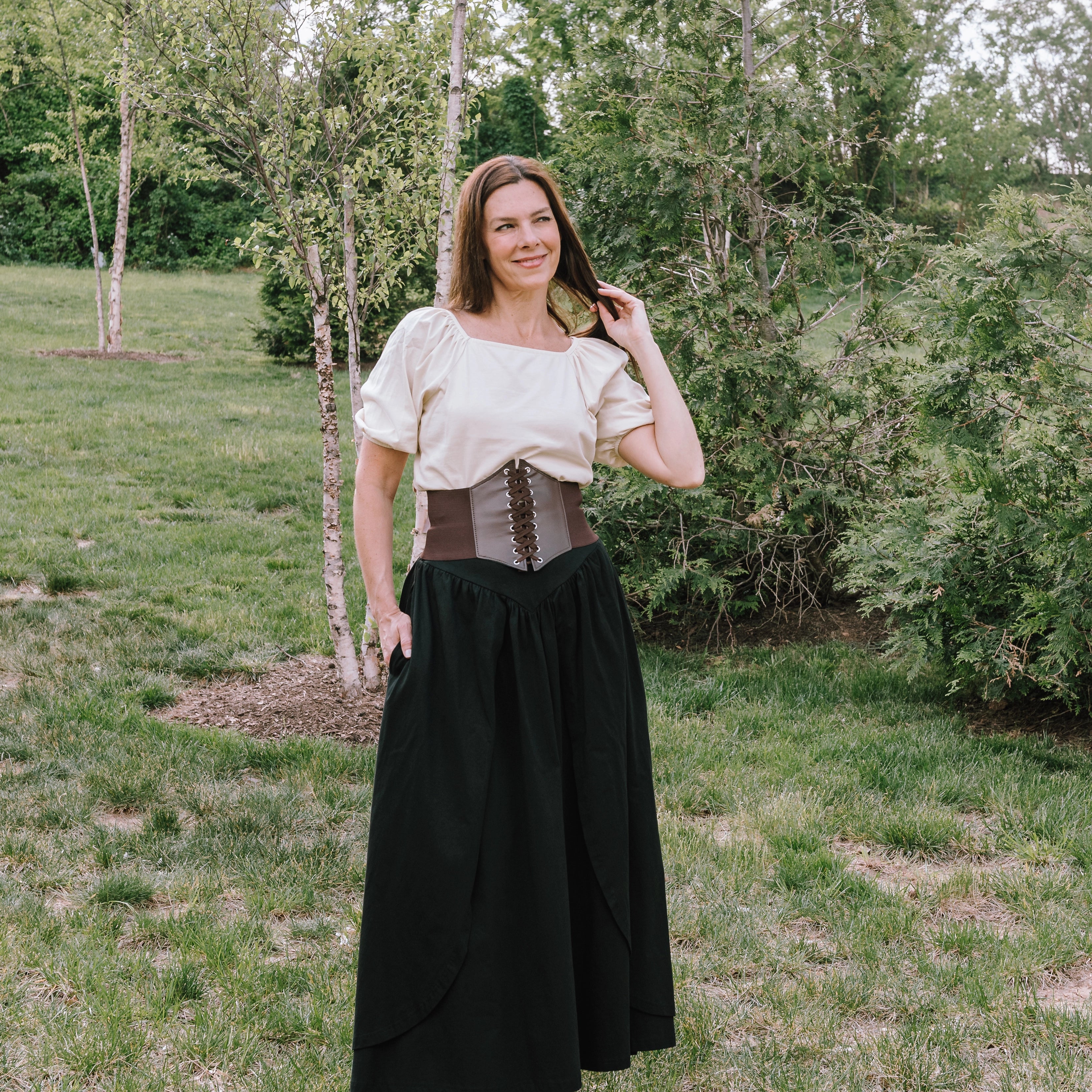 Black Layered Skirt with Pockets