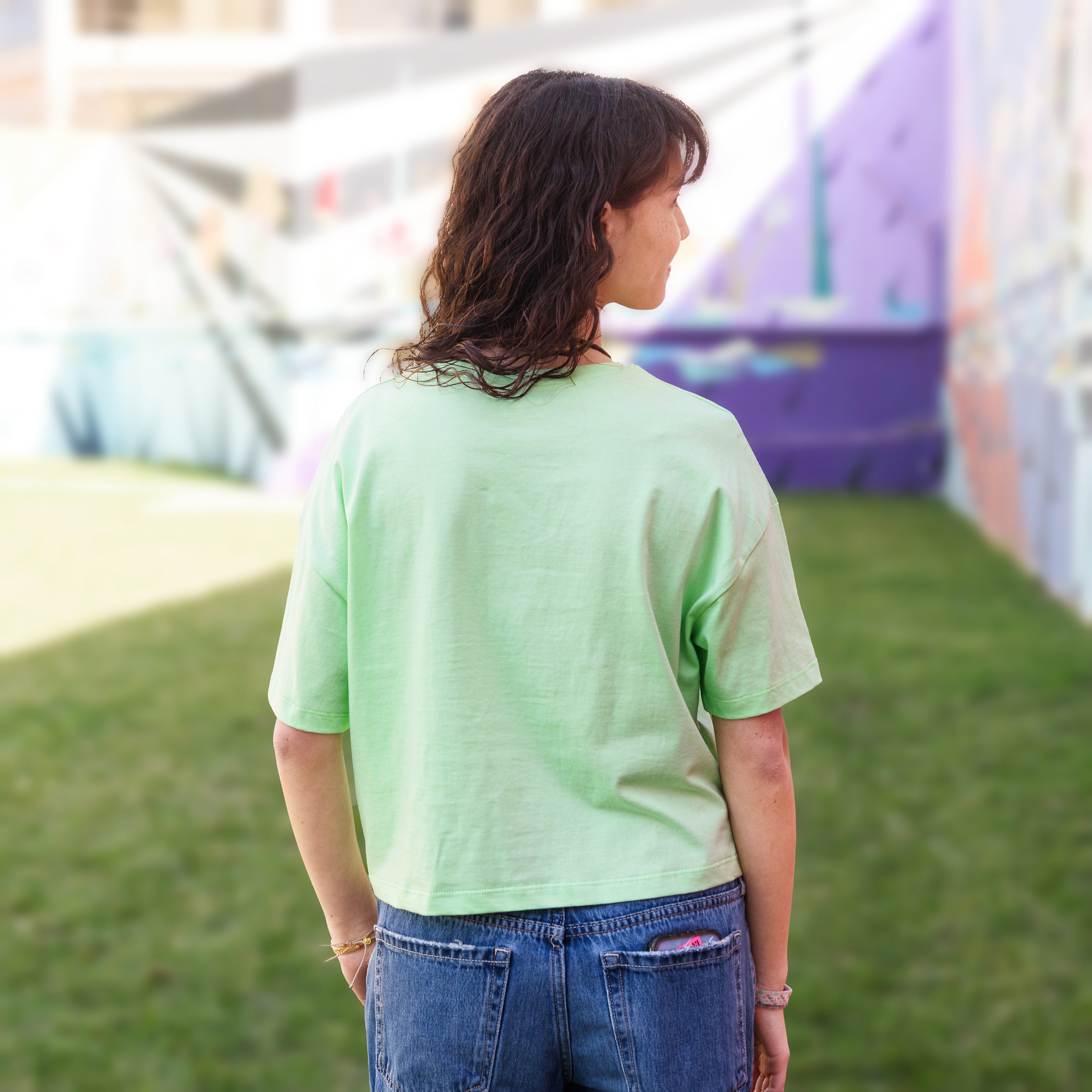 Bloom Anyways Juniors Oversized Crop T-Shirt