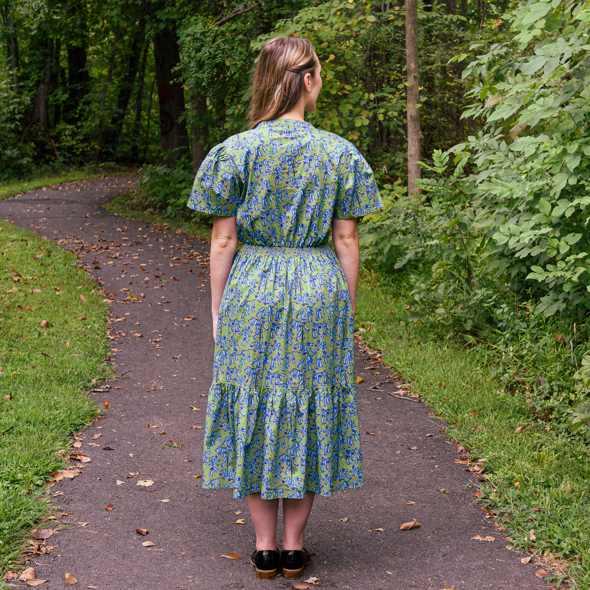 Bluebells Woven Midi Dress with Pockets