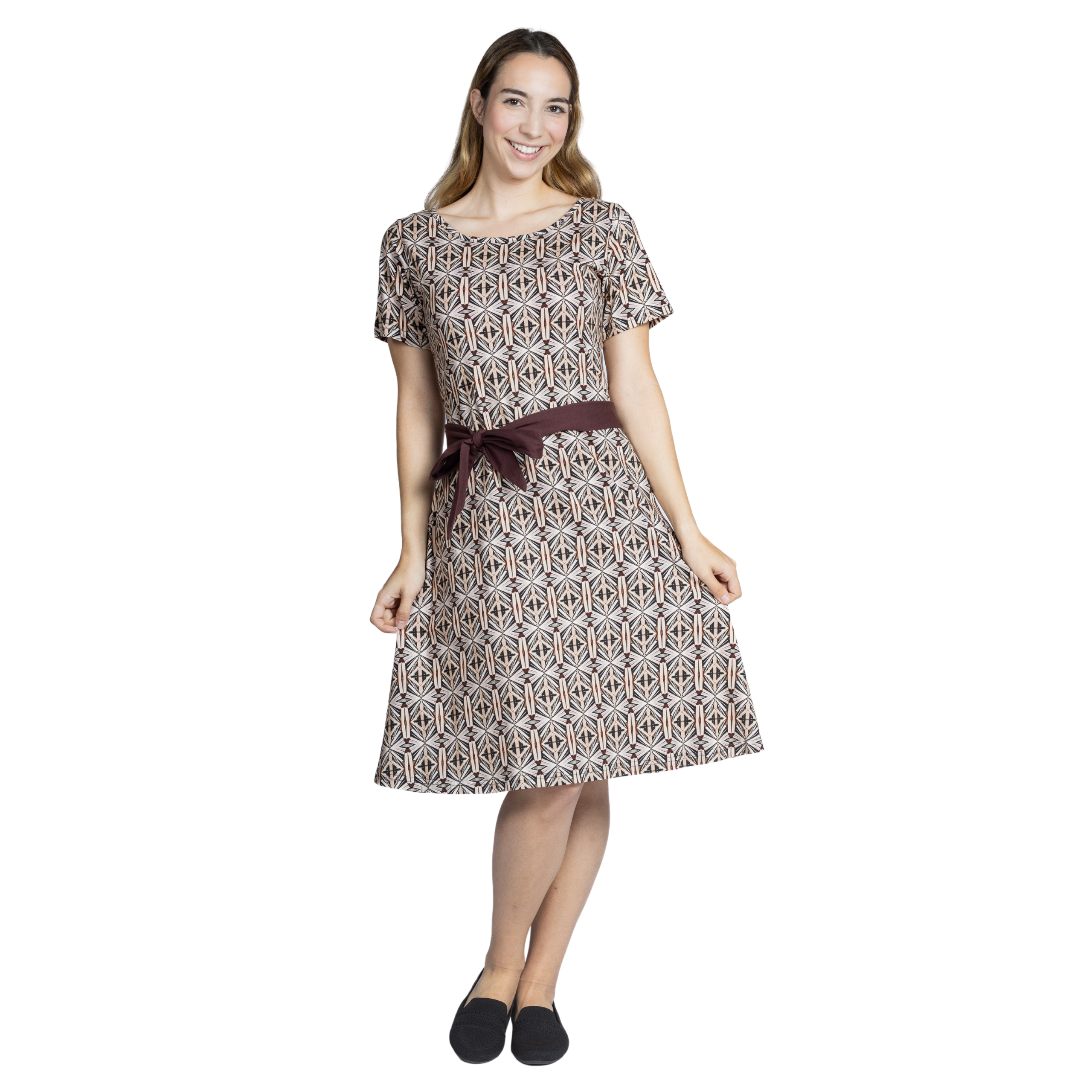 Literary Illusion Belted Dress (No Waist Seam)