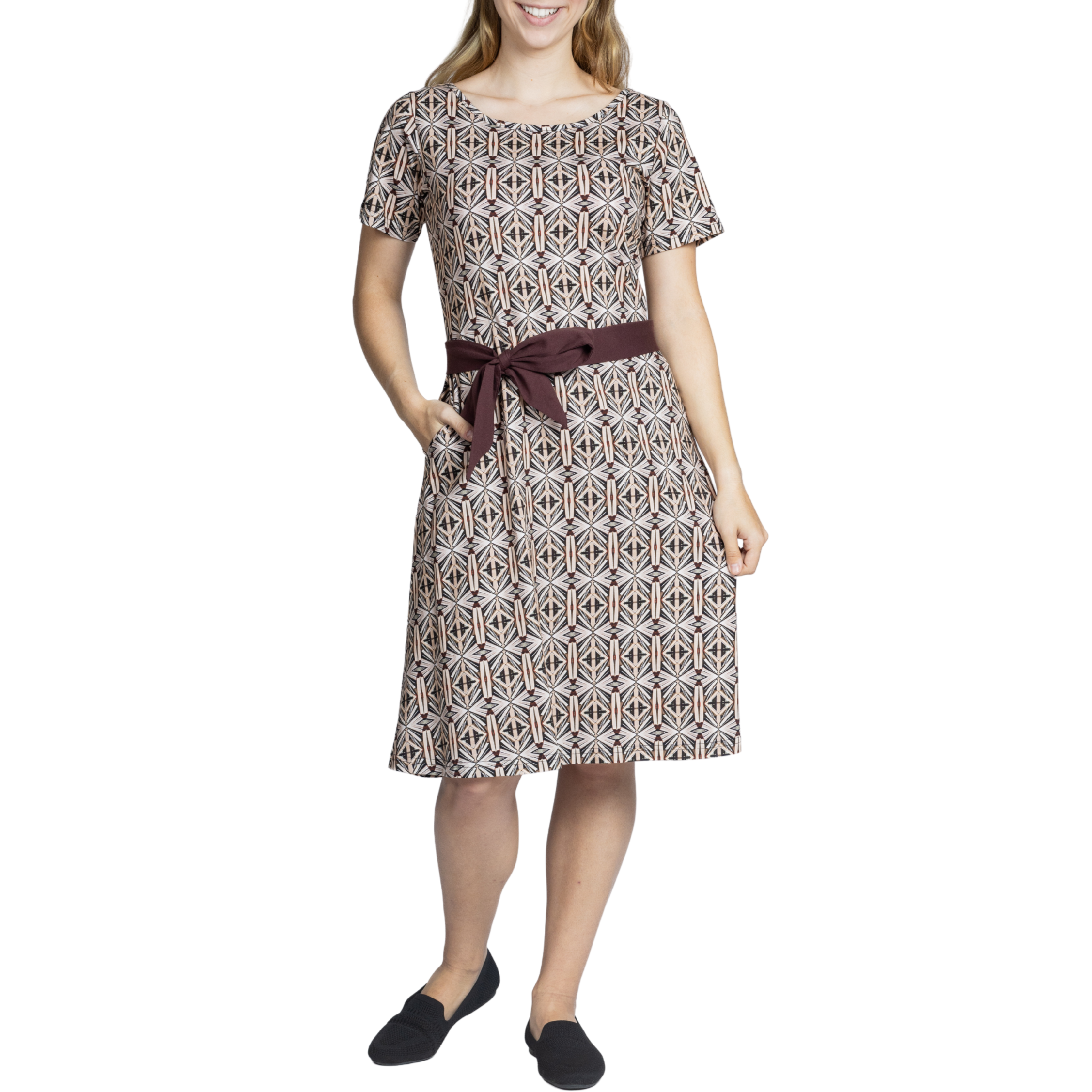 Literary Illusion Belted Dress (No Waist Seam)