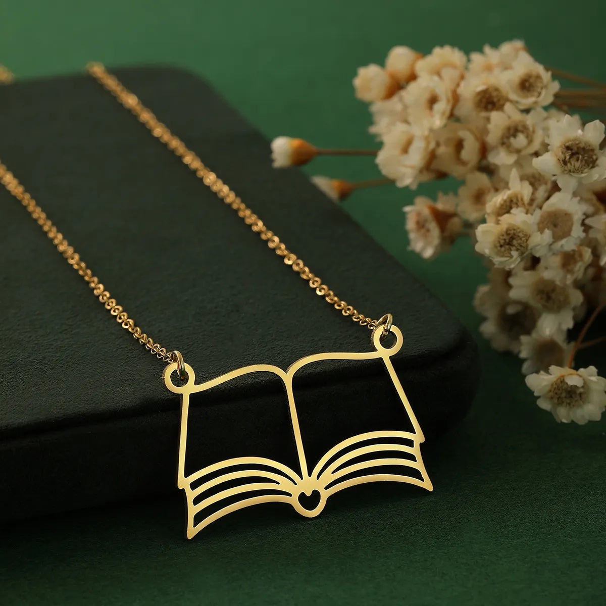 Open Book Stainless Steel Necklace