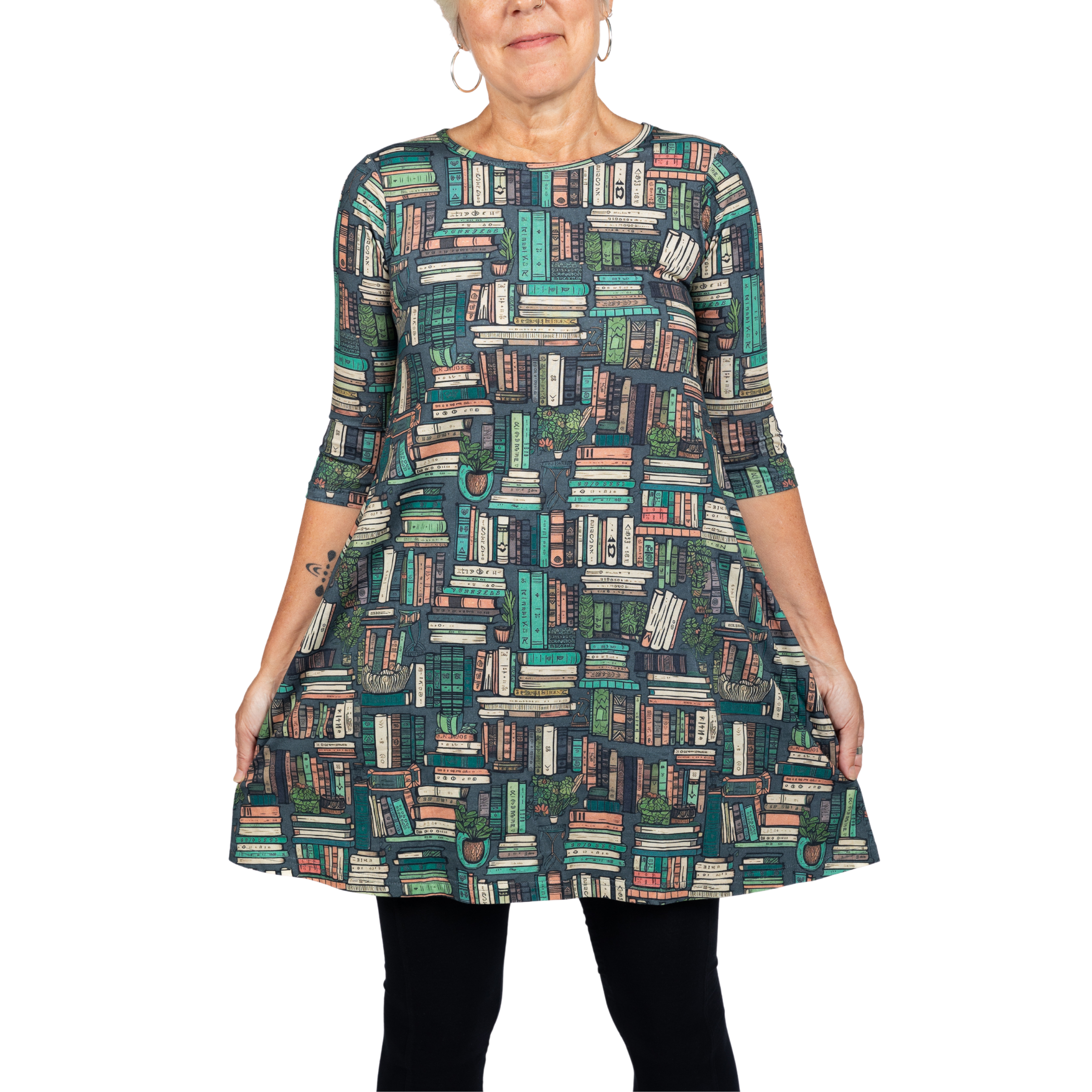 Botanical Library 3/4th Sleeves Long Tunic