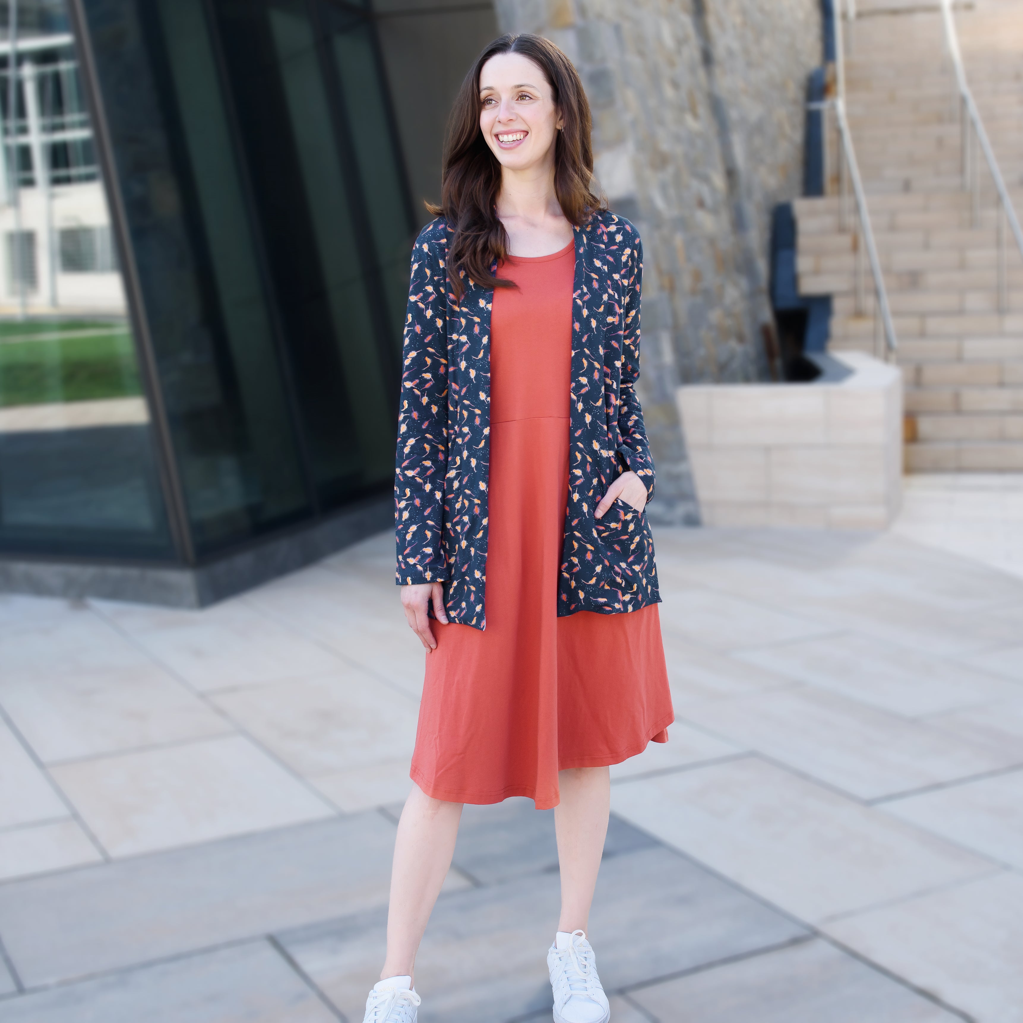 Brine Shrimp Printed Cardigan with Pockets
