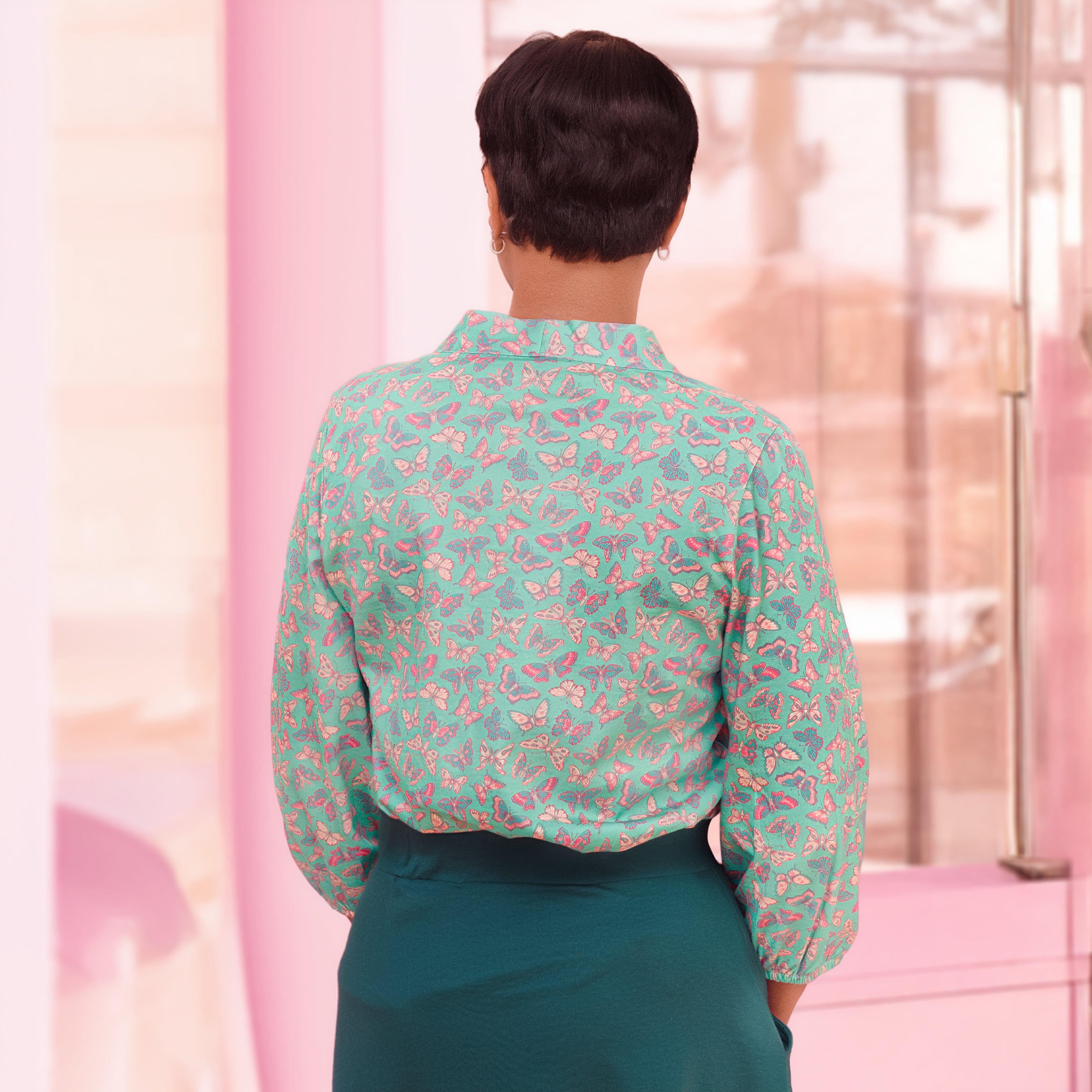 Butterfly Meadows Tie Neck Top