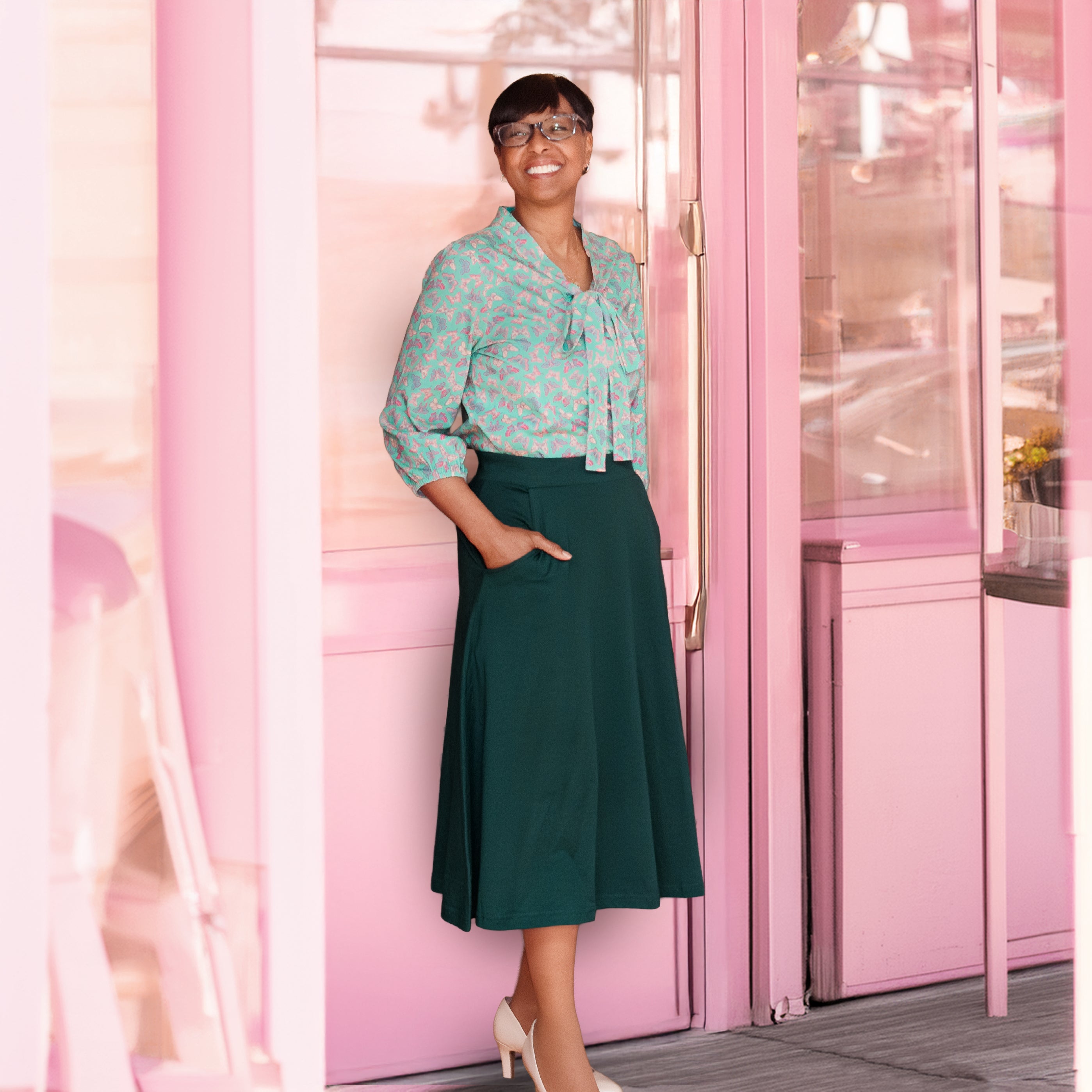 Butterfly Meadows Tie Neck Top