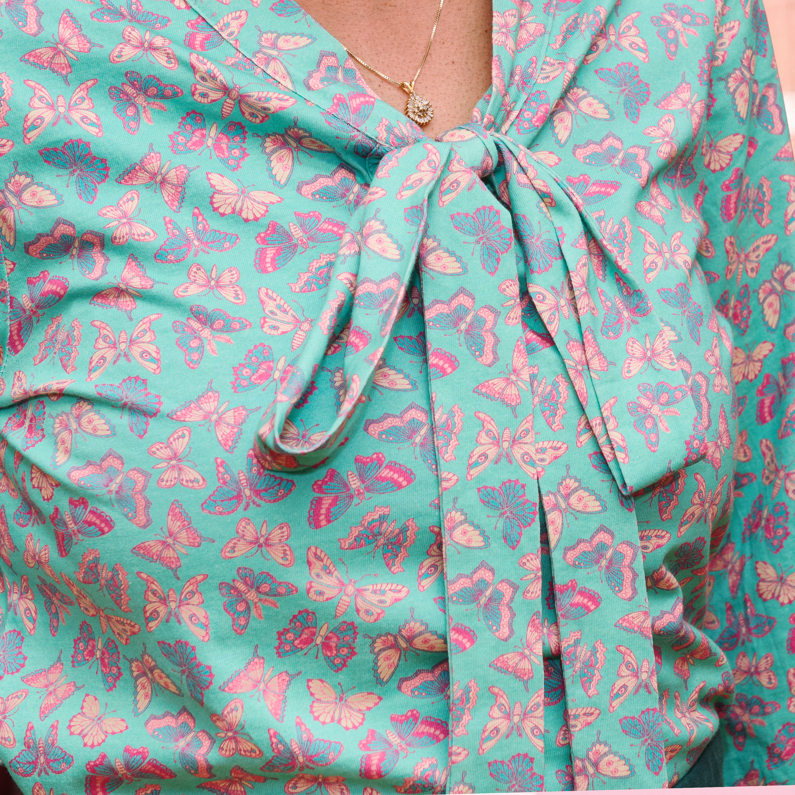 Butterfly Meadows Tie Neck Top