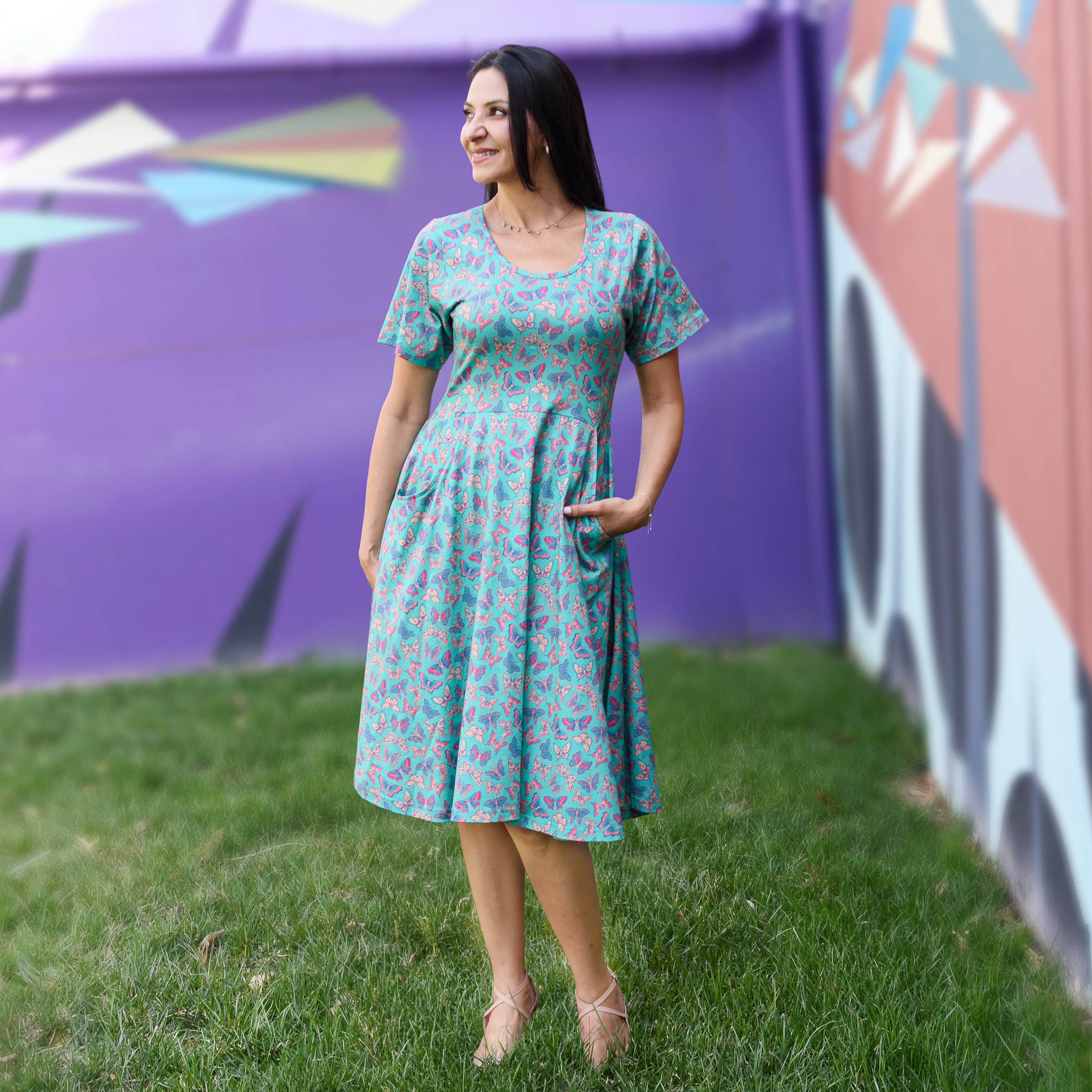 Butterfly Meadows Twirl Dress with Pockets