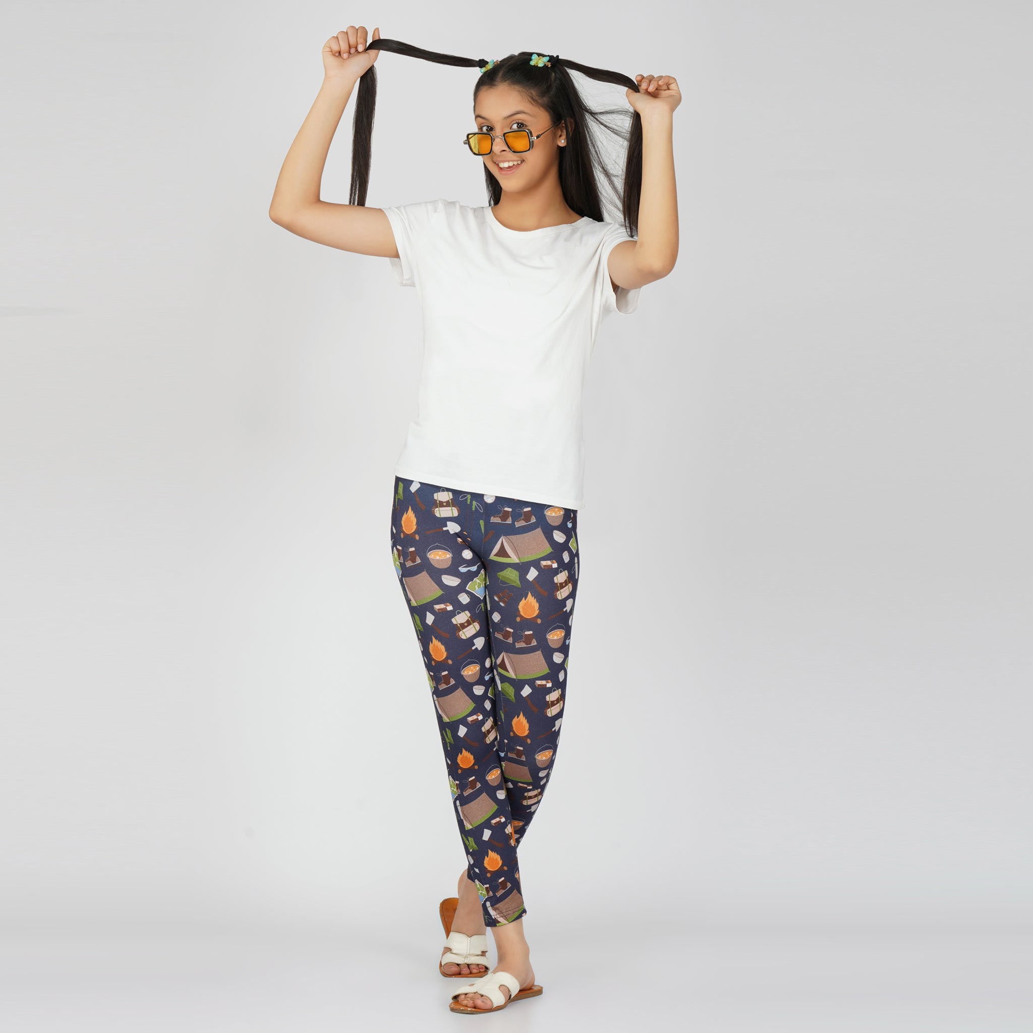 Camping Kids Leggings with Pockets