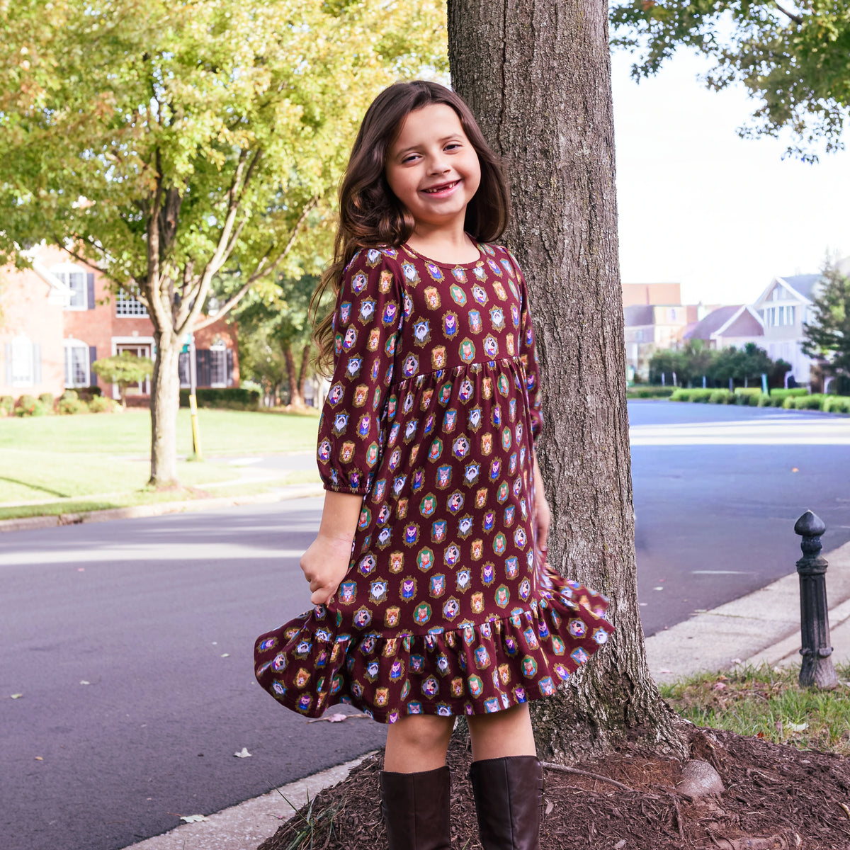 Cat Portraits Kids Dress with Pockets