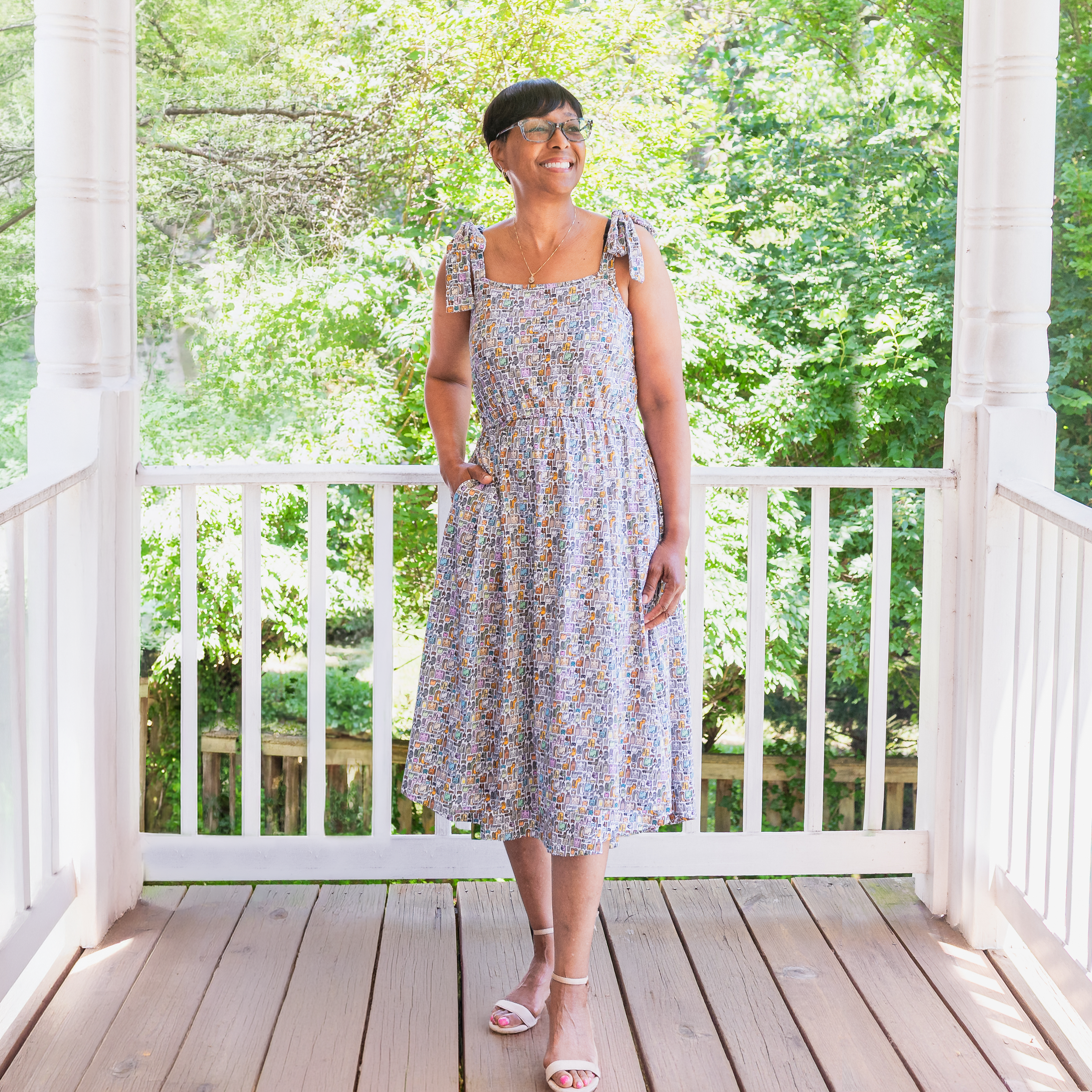 Cat Puzzle Dress with Pockets