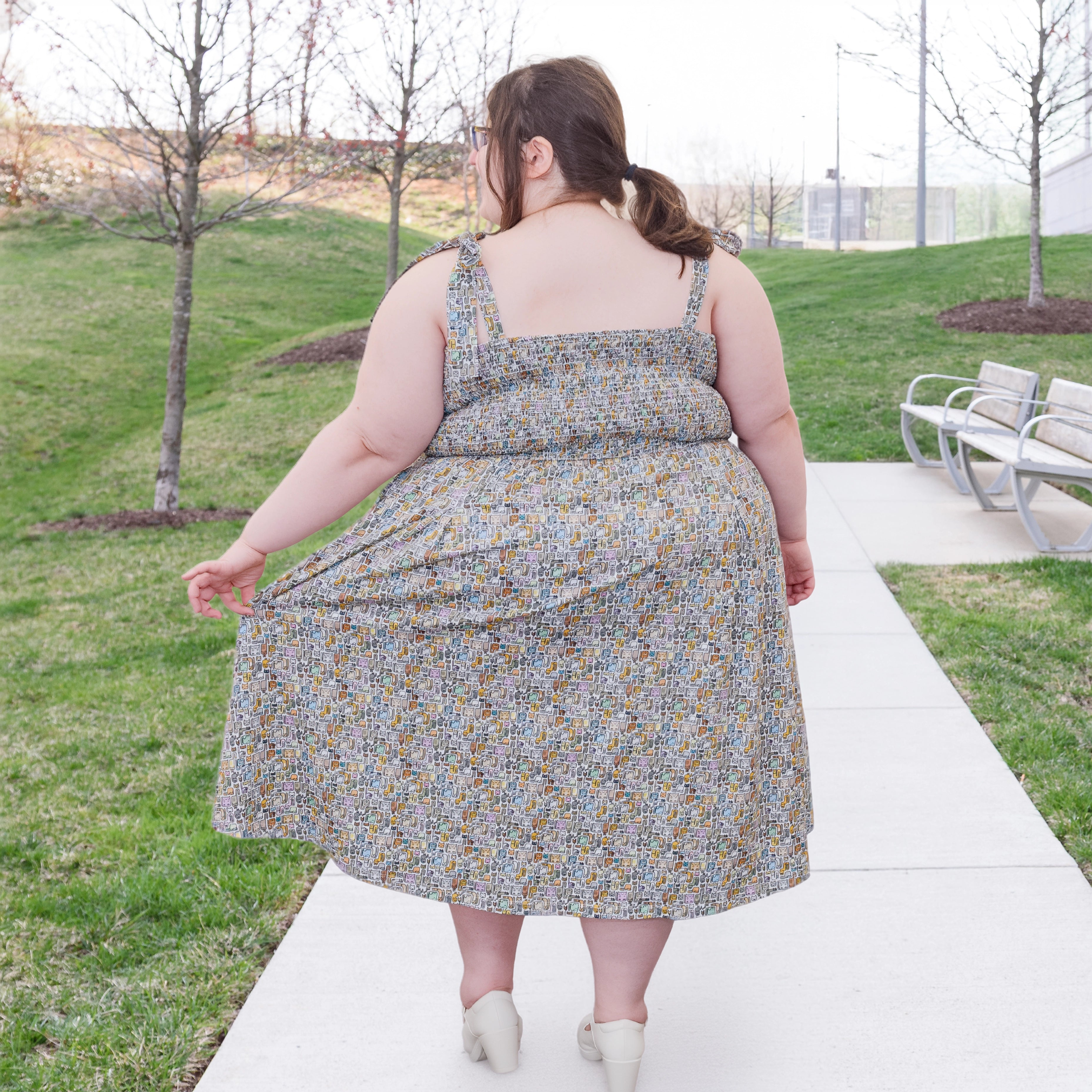 Cat Puzzle Dress with Pockets