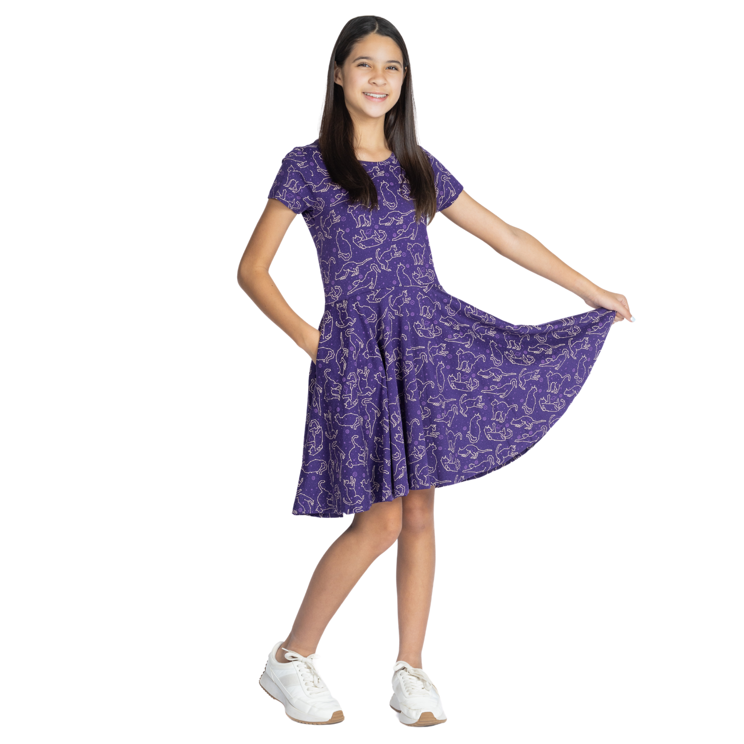 Cats Constellations Glow-in-the-Dark Kids Twirl Dress