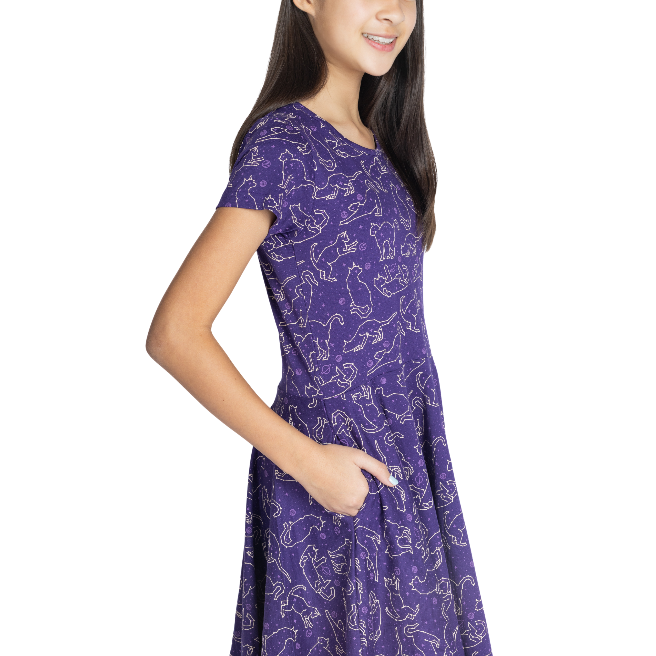 Cats Constellations Glow-in-the-Dark Kids Twirl Dress