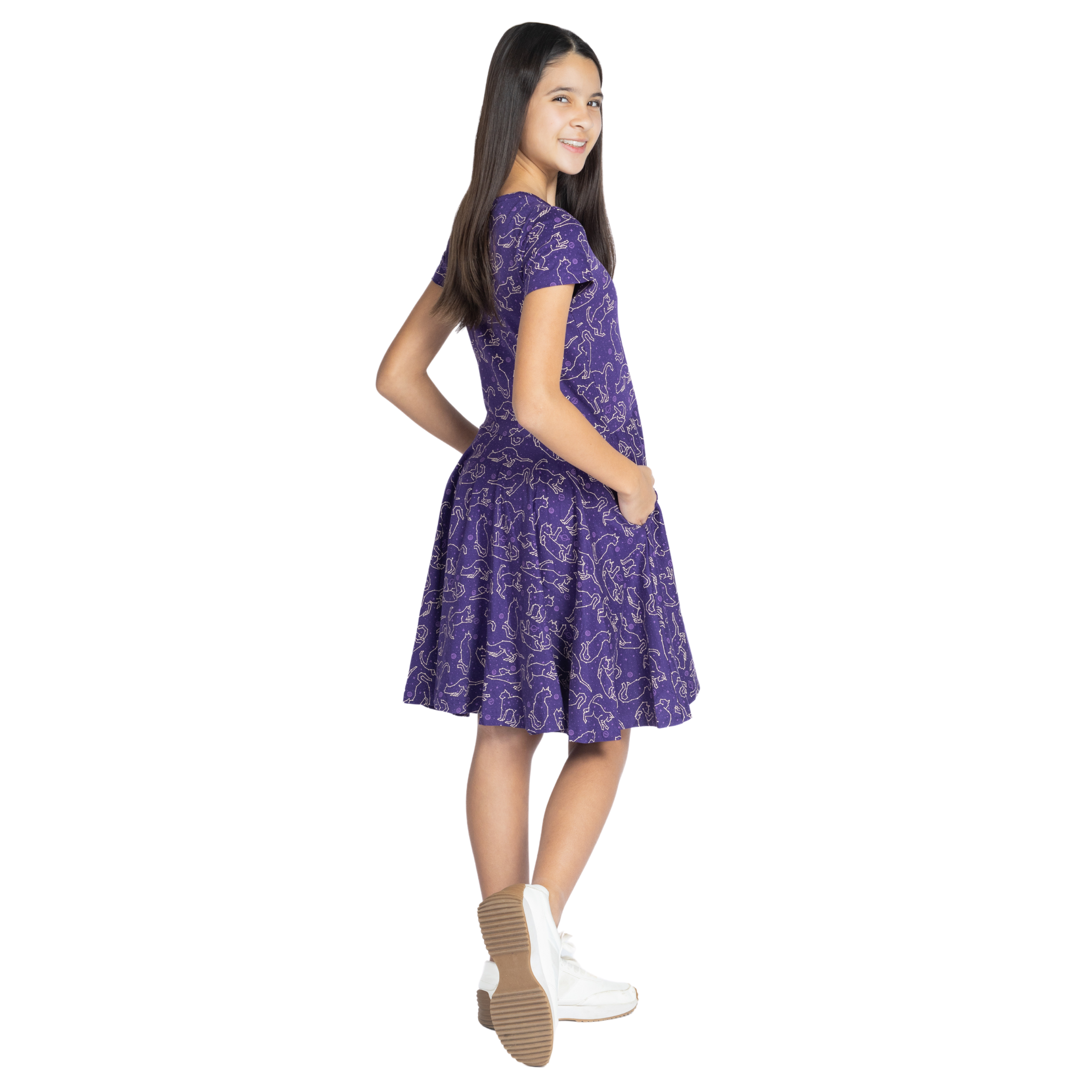 Cats Constellations Glow-in-the-Dark Kids Twirl Dress