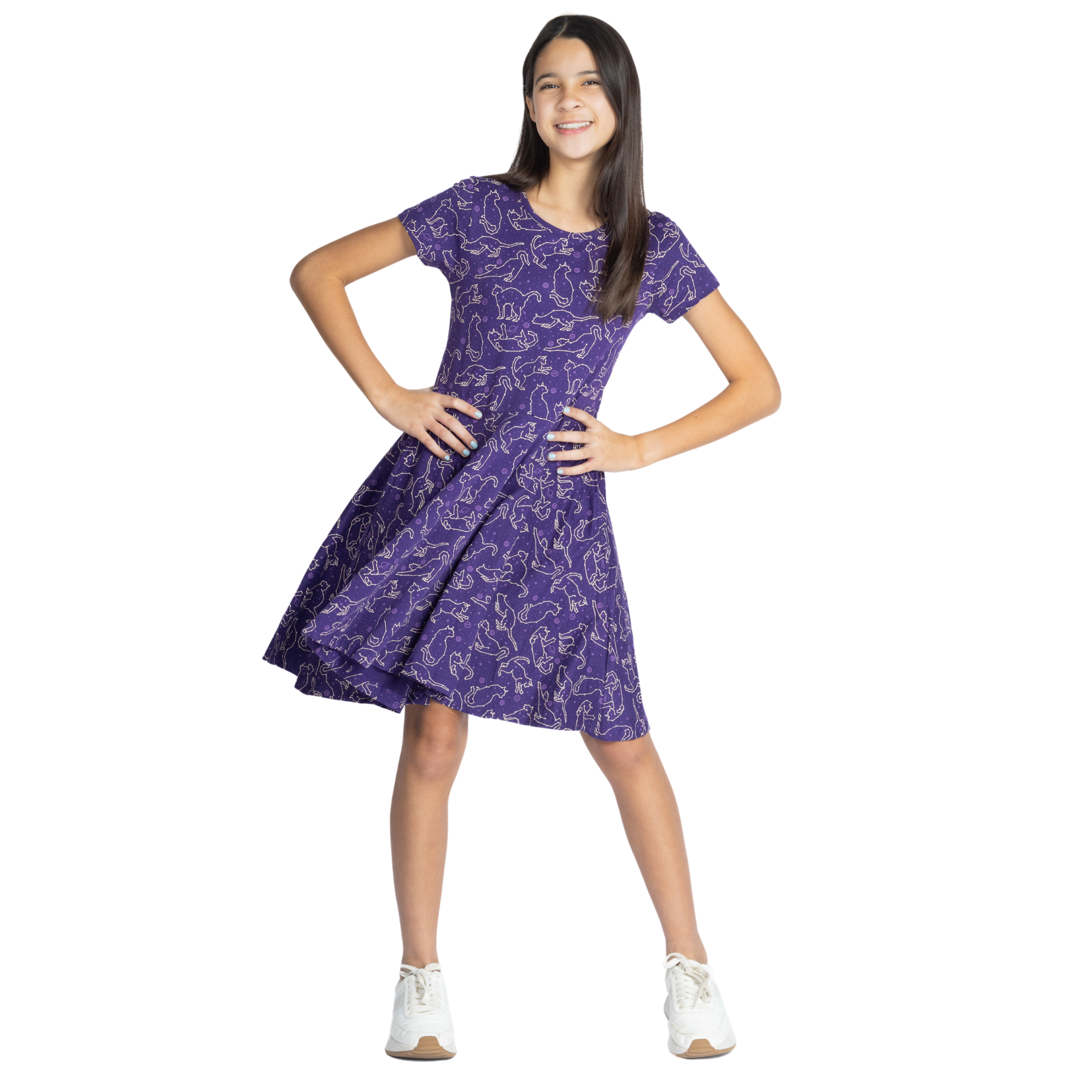 Cats Constellations Glow-in-the-Dark Kids Twirl Dress