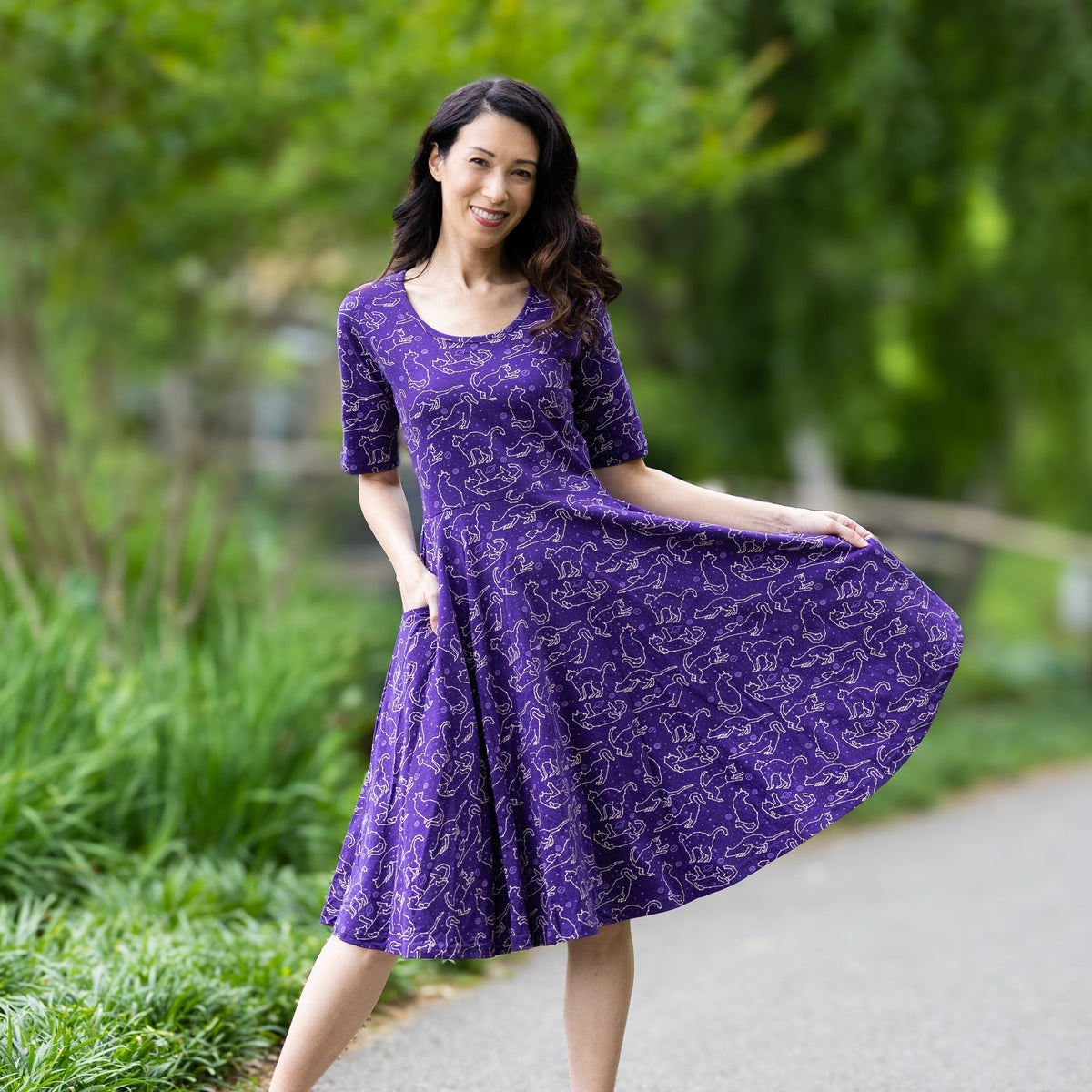 open lace back dress Cats Constellations Glow-in-the-Dark Twirl Dress Svaha USA 5XL