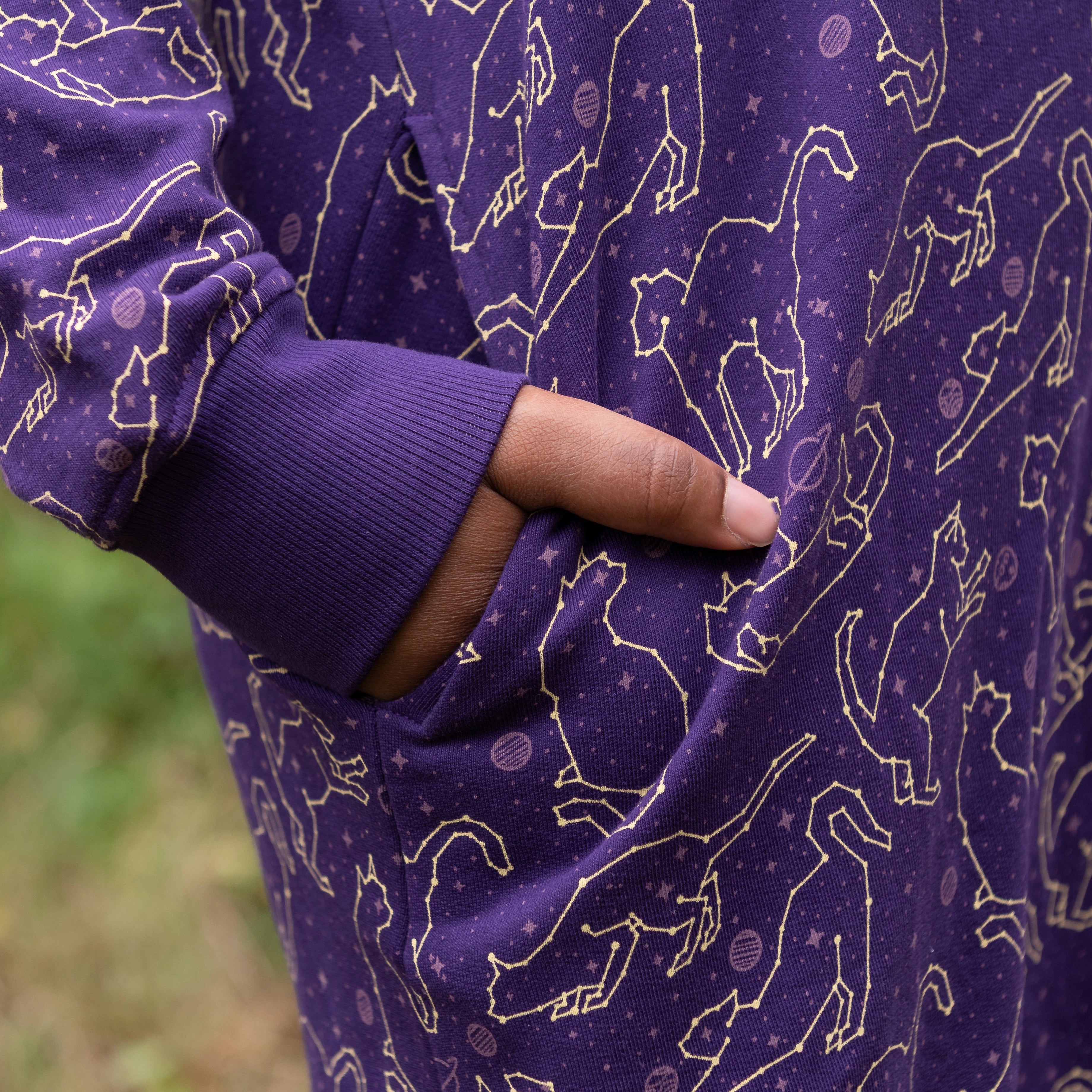 Cats Constellations Long Sleeve Hoodie Dress