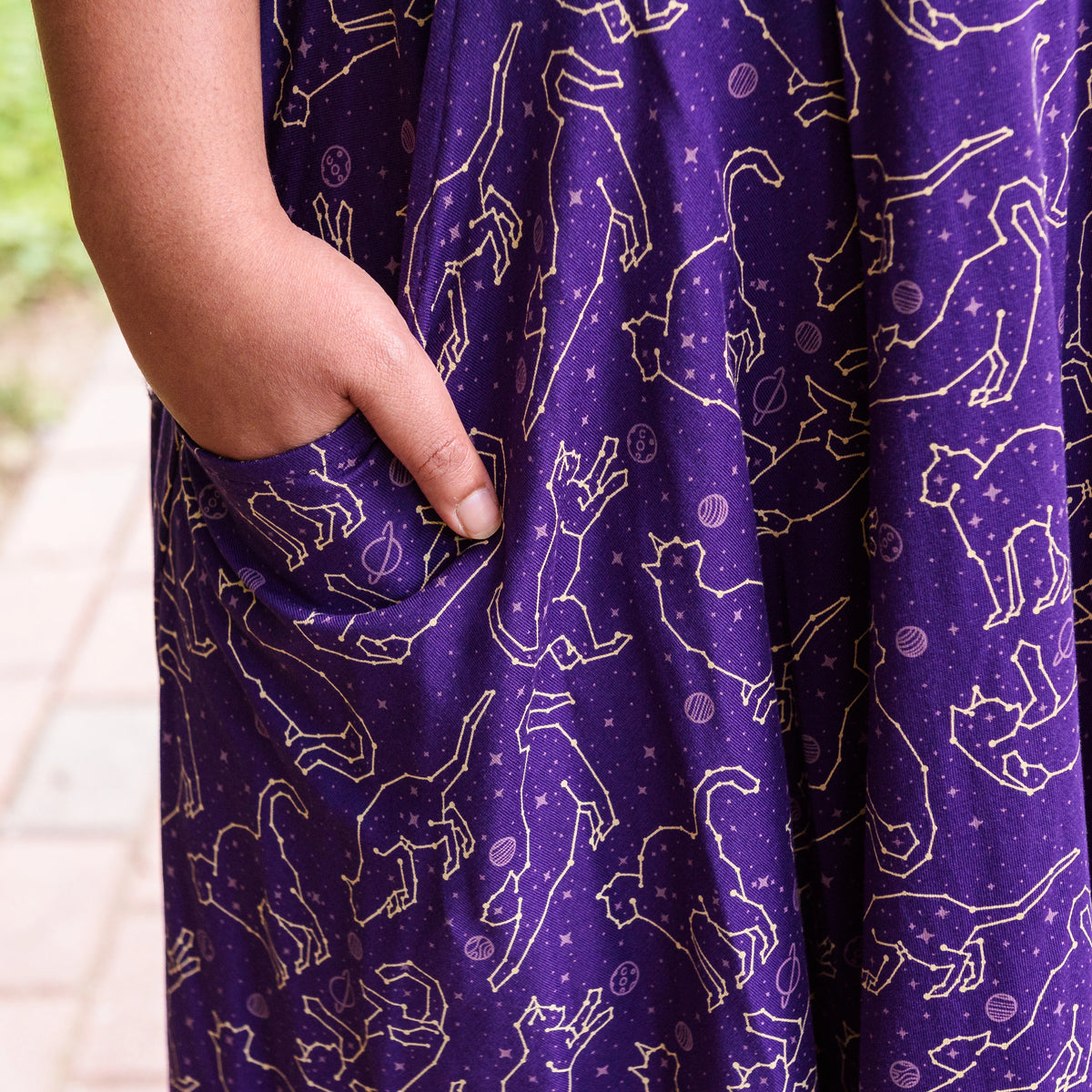 Cats Constellations Petite Twirl Dress with Pockets