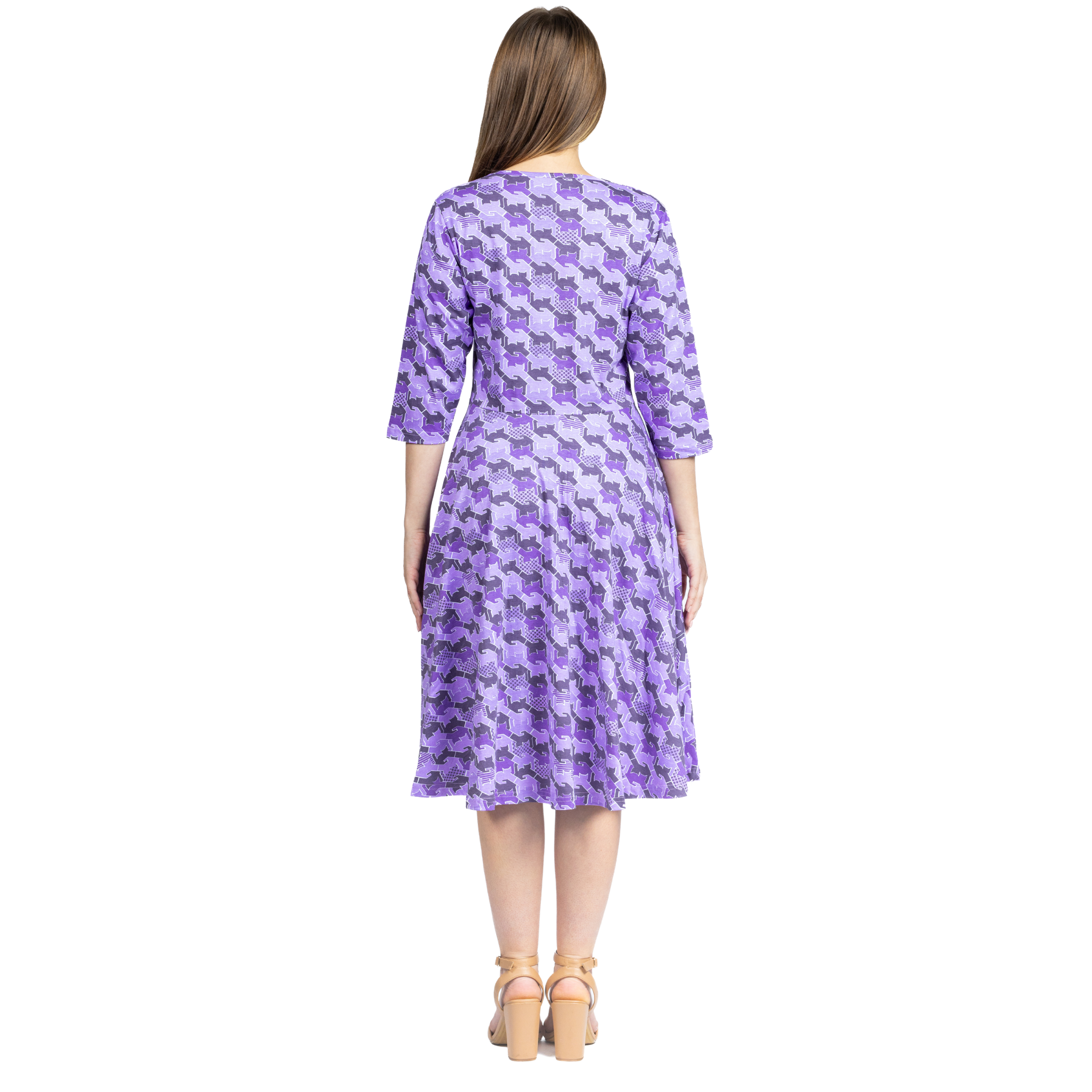 Cats Tessellation 3/4th Sleeves Twirl Dress