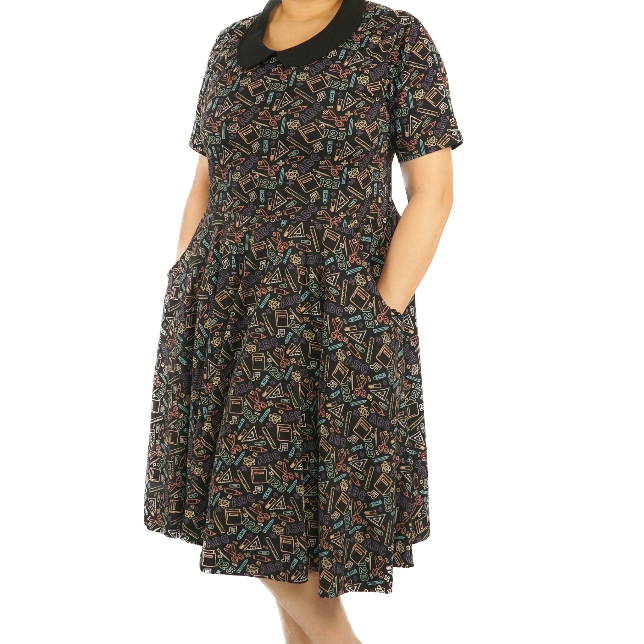 Chalkboard STEAM Fit & Flare Collared Dress