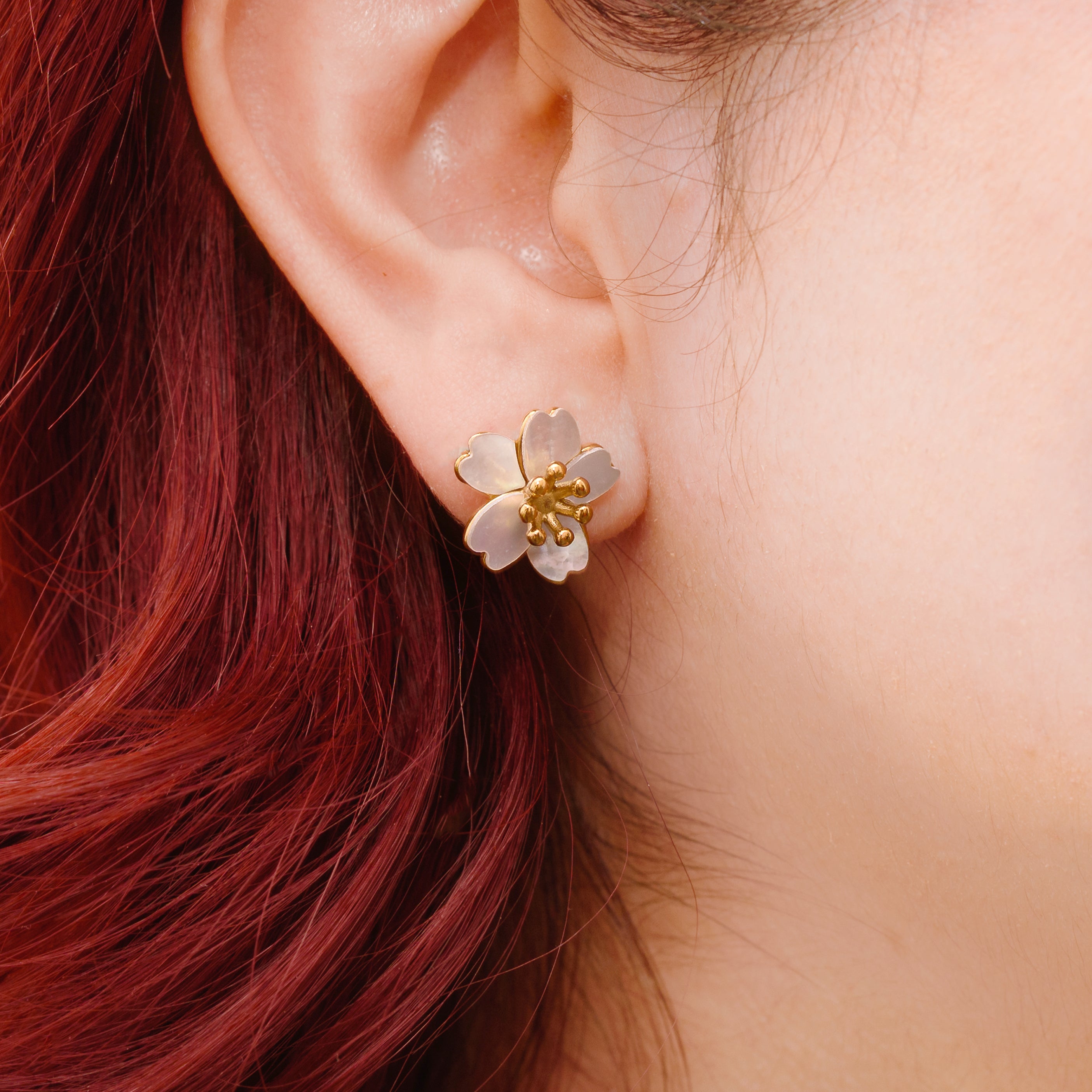 Cherry Blossoms Stainless Steel Earrings