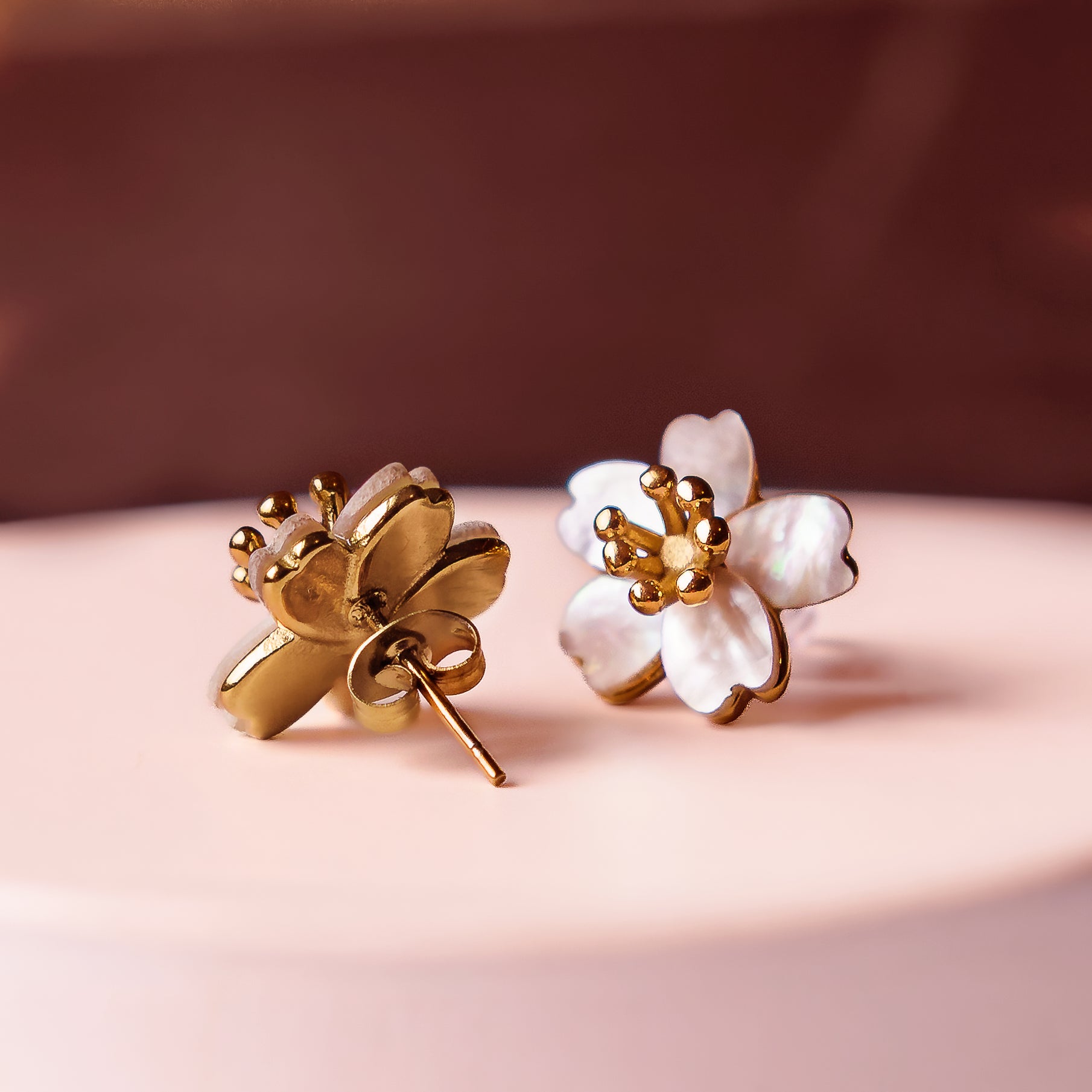 Cherry Blossoms Stainless Steel Earrings