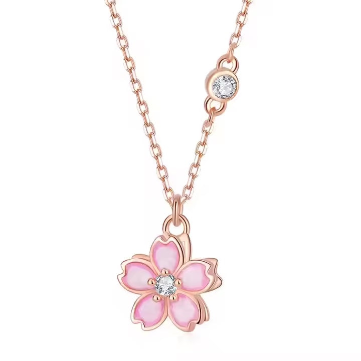 Sakura Flower Sterling Silver Necklace