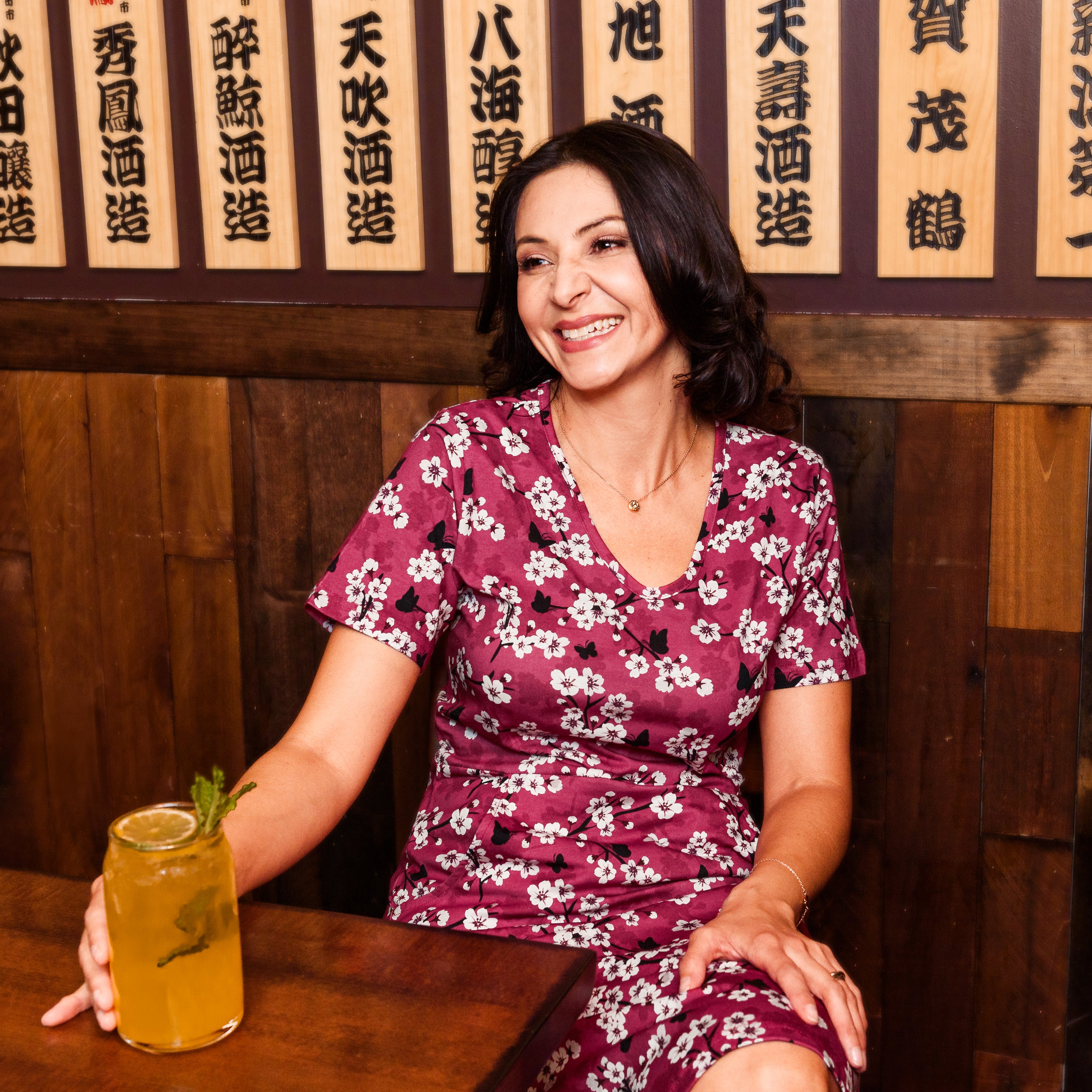 Cherry Blossoms A-Line Dress (With Waist Seam)