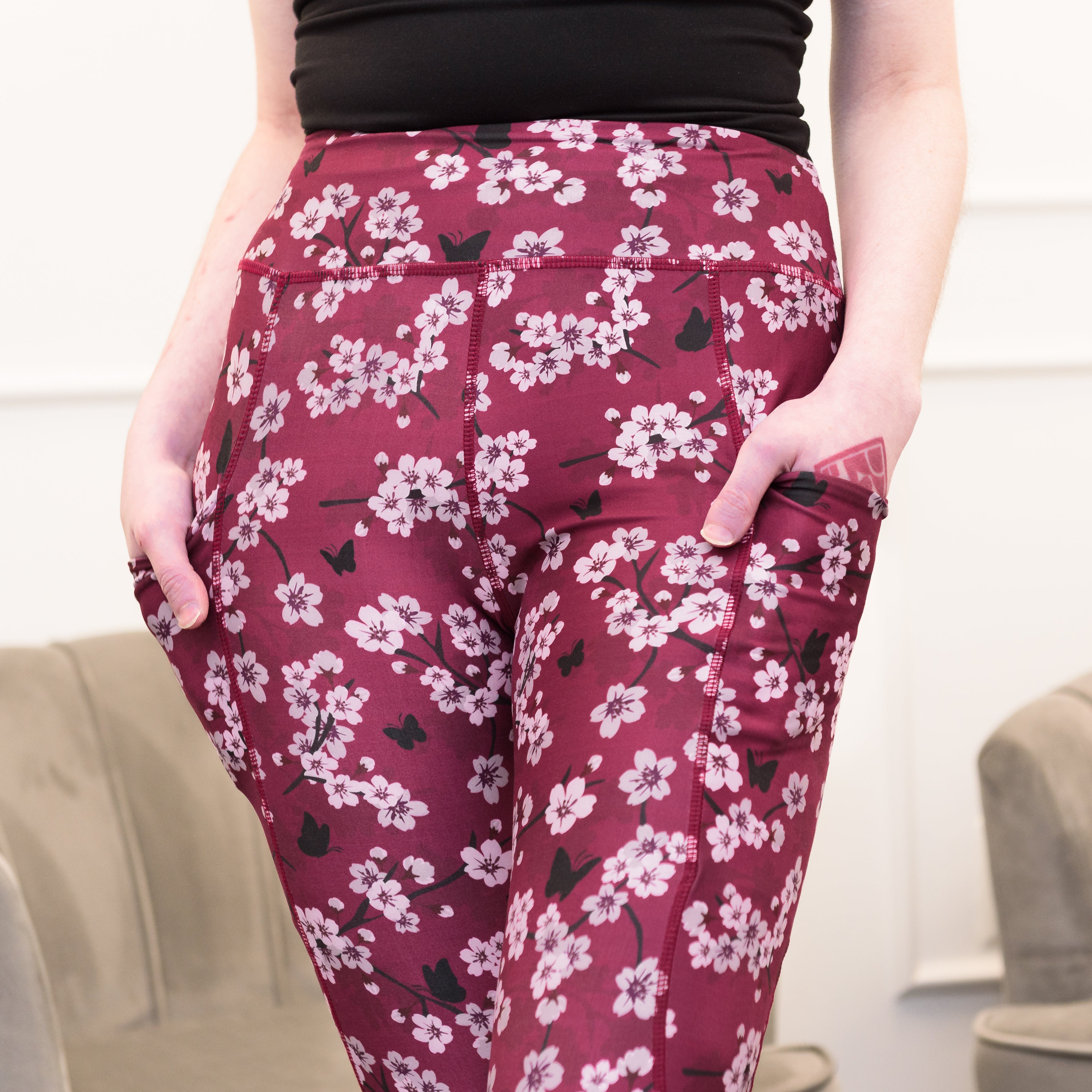 Cherry Blossoms Adults Leggings with Pockets