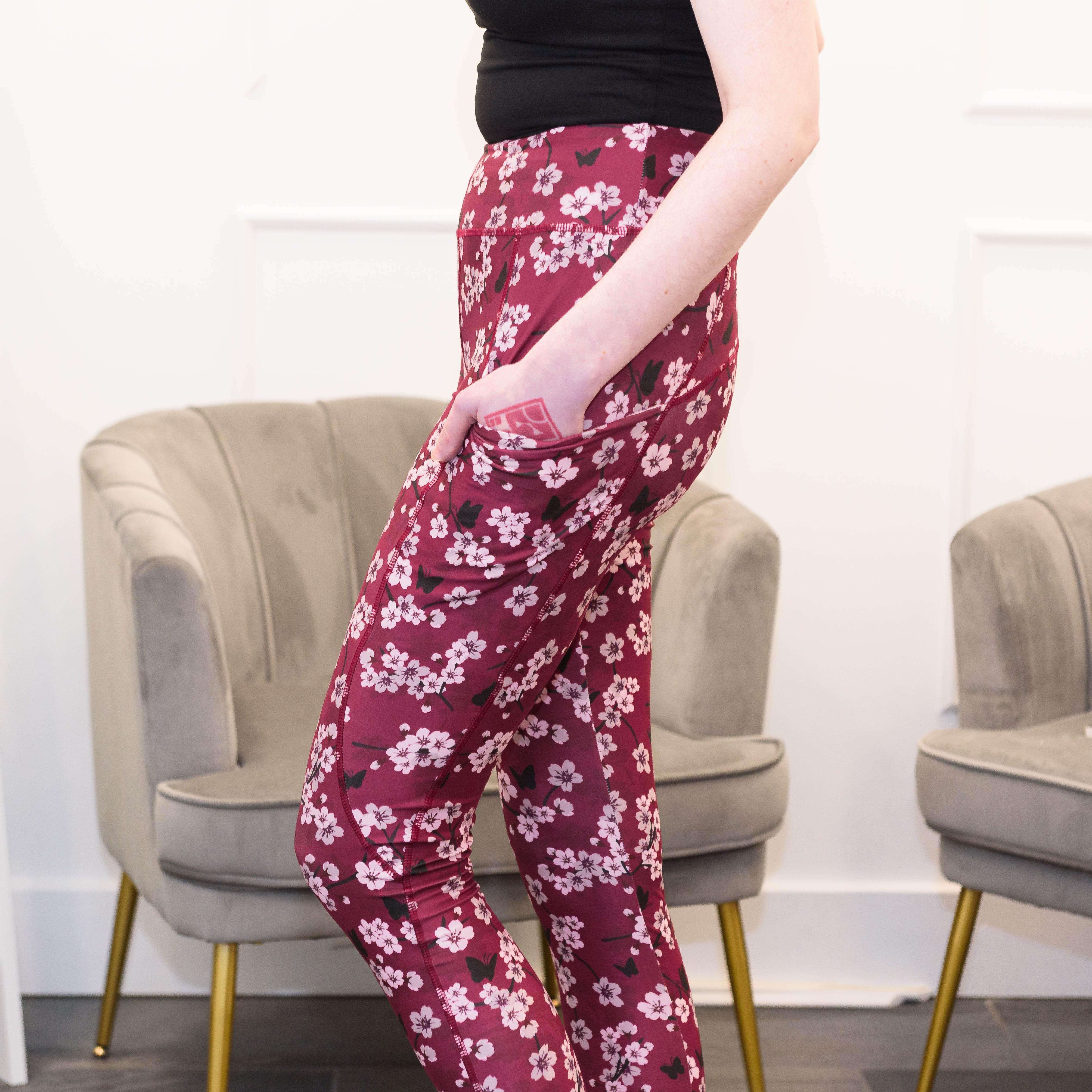 Cherry Blossoms Adults Leggings with Pockets