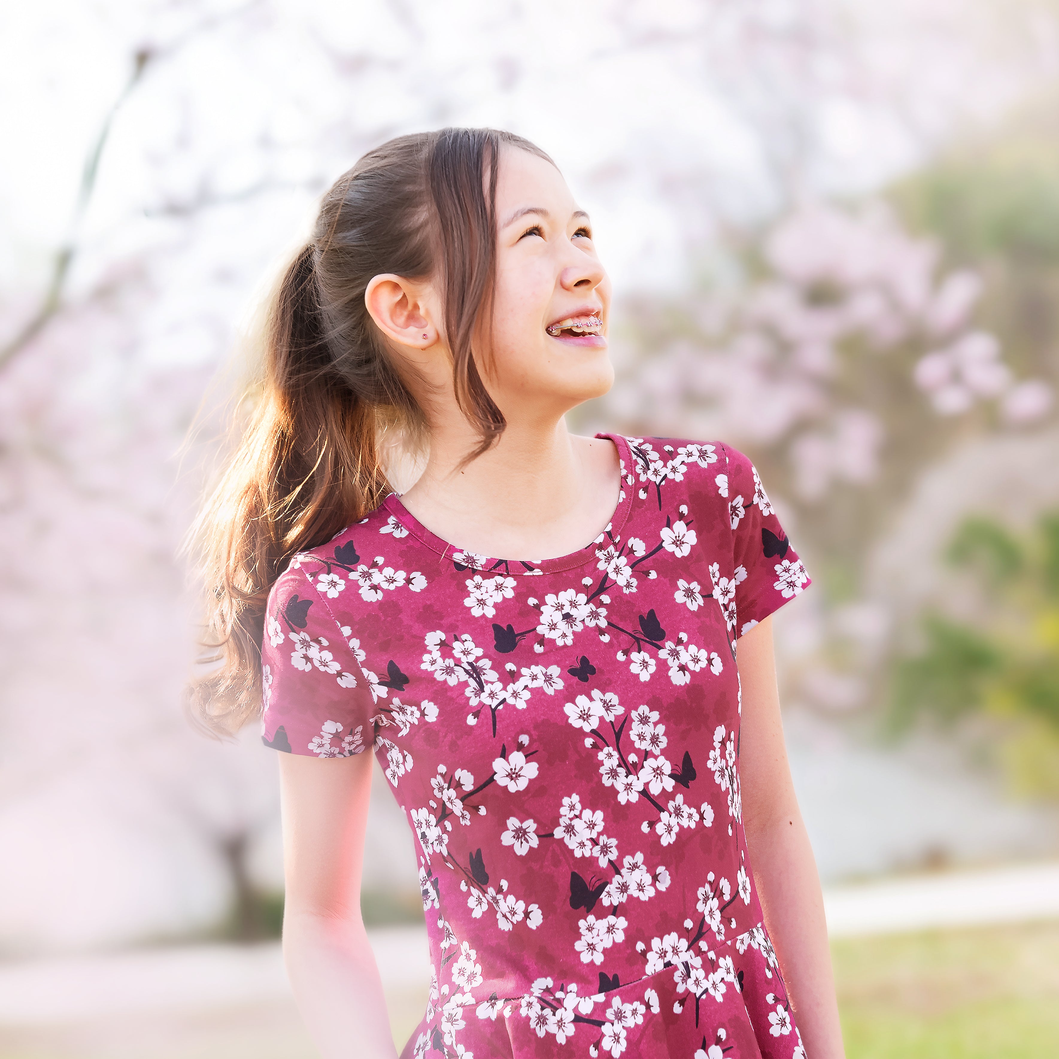 Cherry Blossoms Kids Twirl Dress