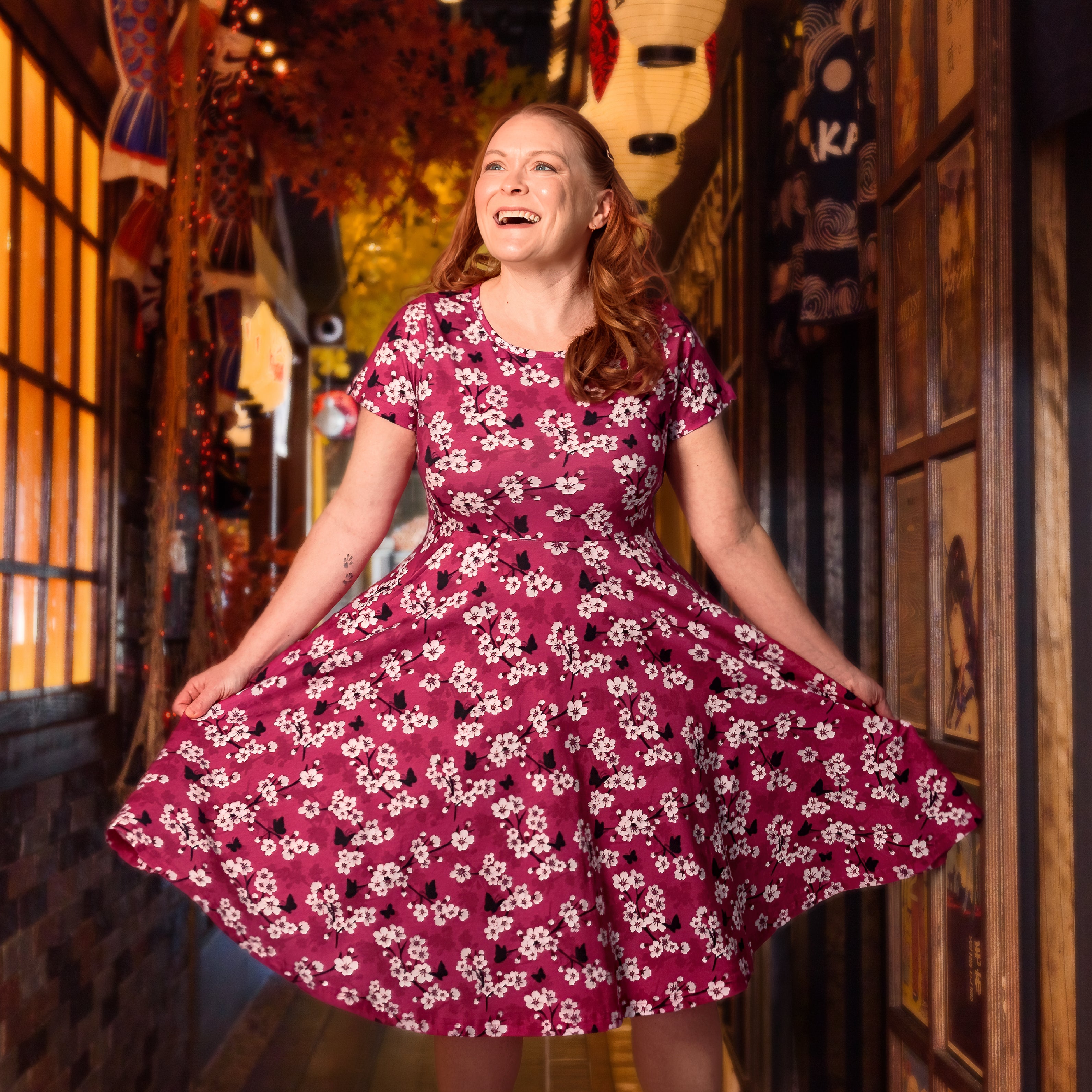 Cherry Blossoms Petite Twirl Dress