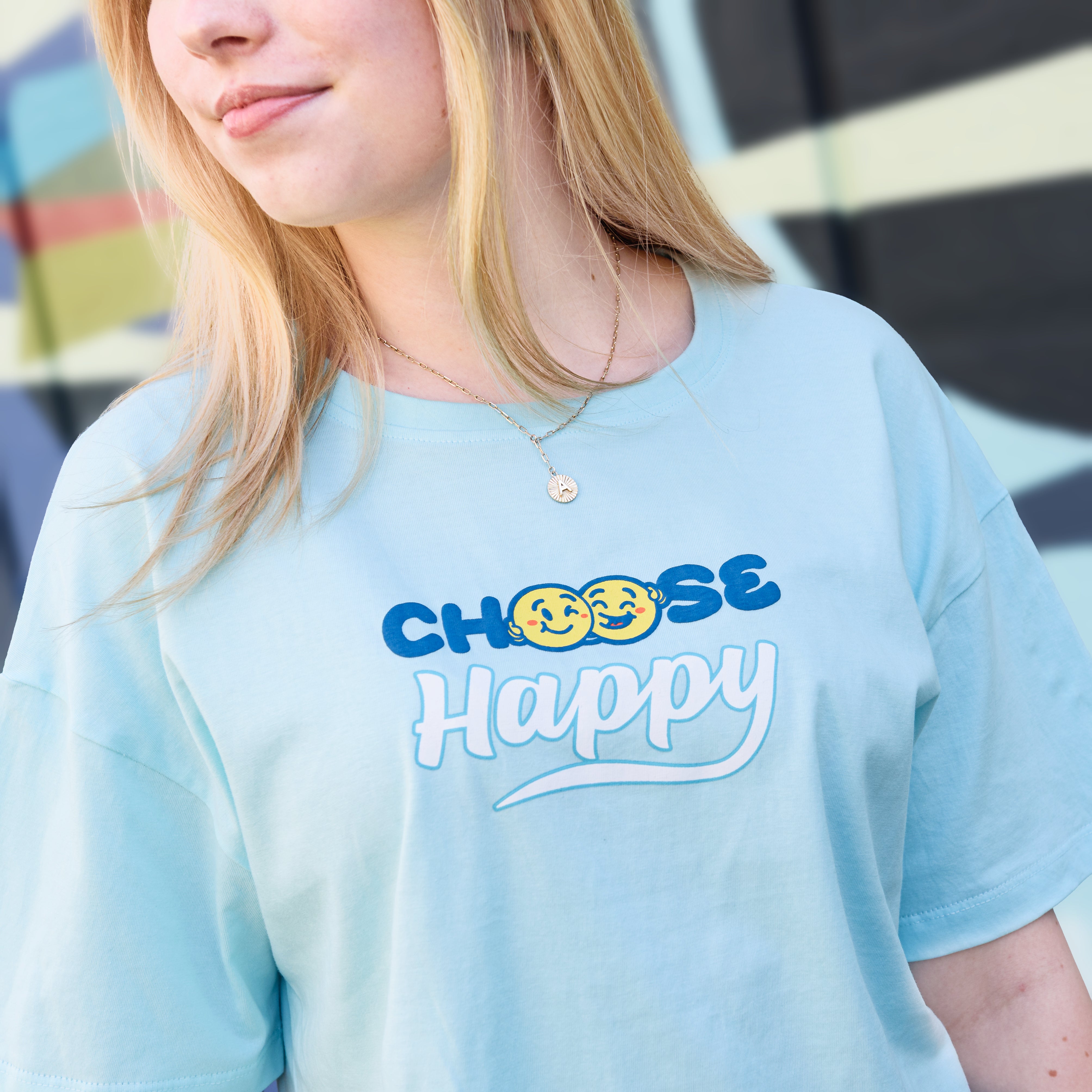 Choose Happy Oversized Crop T-Shirt (Teen)