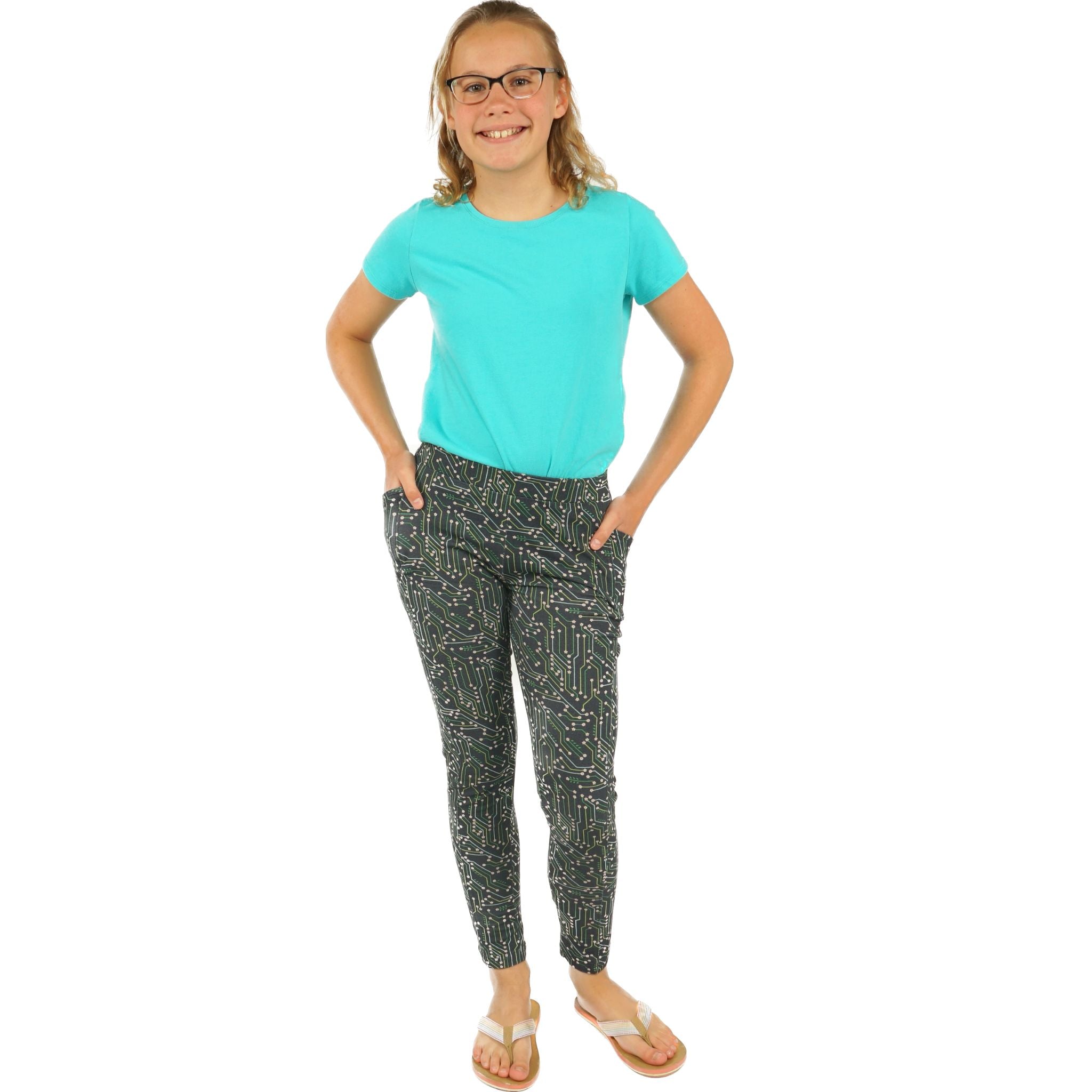 Circuit Flowers Kids Leggings with Pockets
