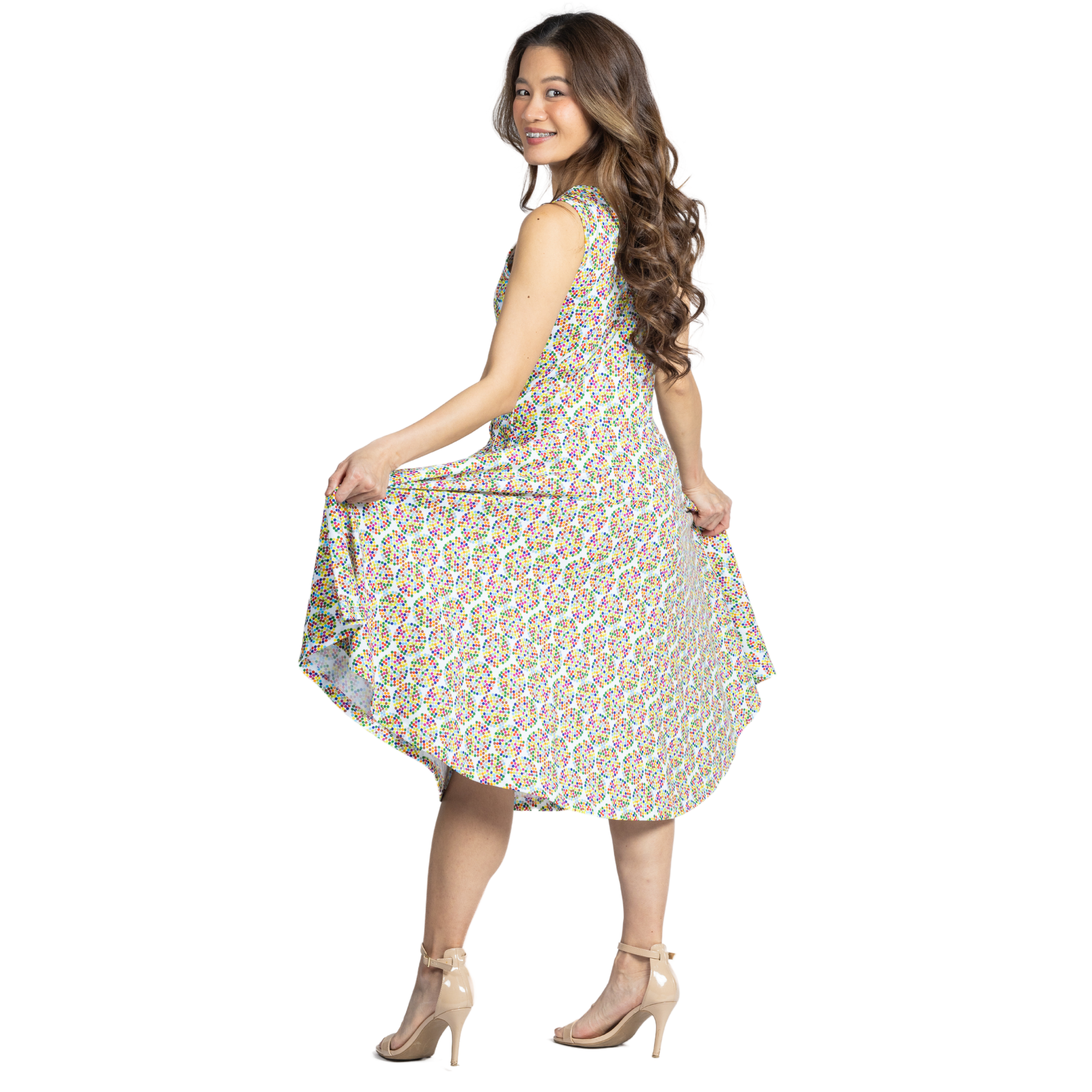 Coded Pi Sleeveless Twirl Dress