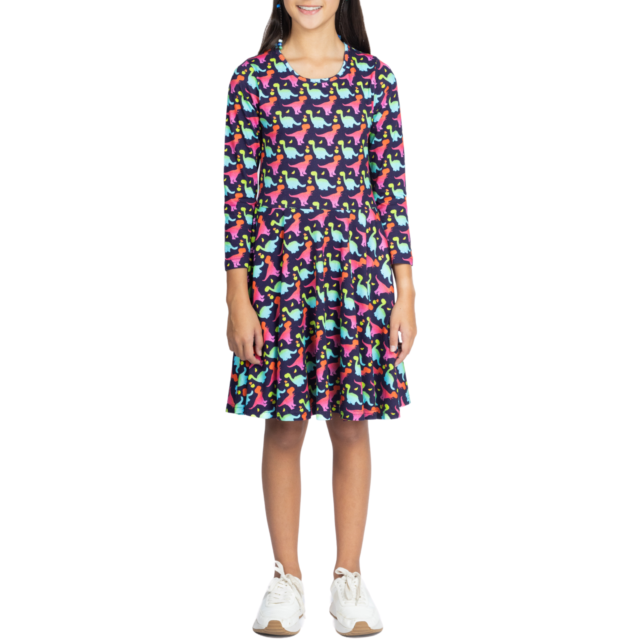 Colorful Dinosaurs Kids Twirl Dress