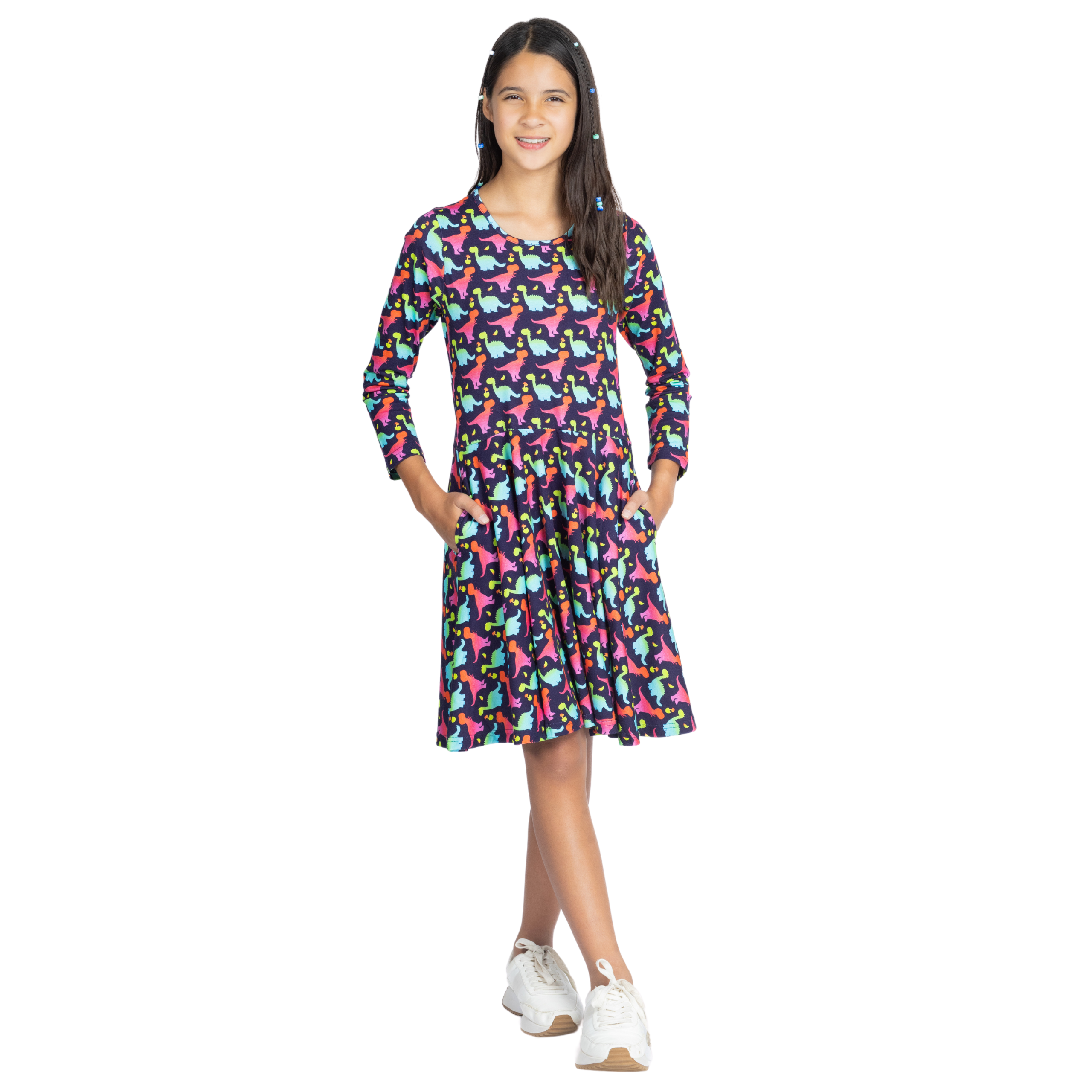 Colorful Dinosaurs Kids Twirl Dress