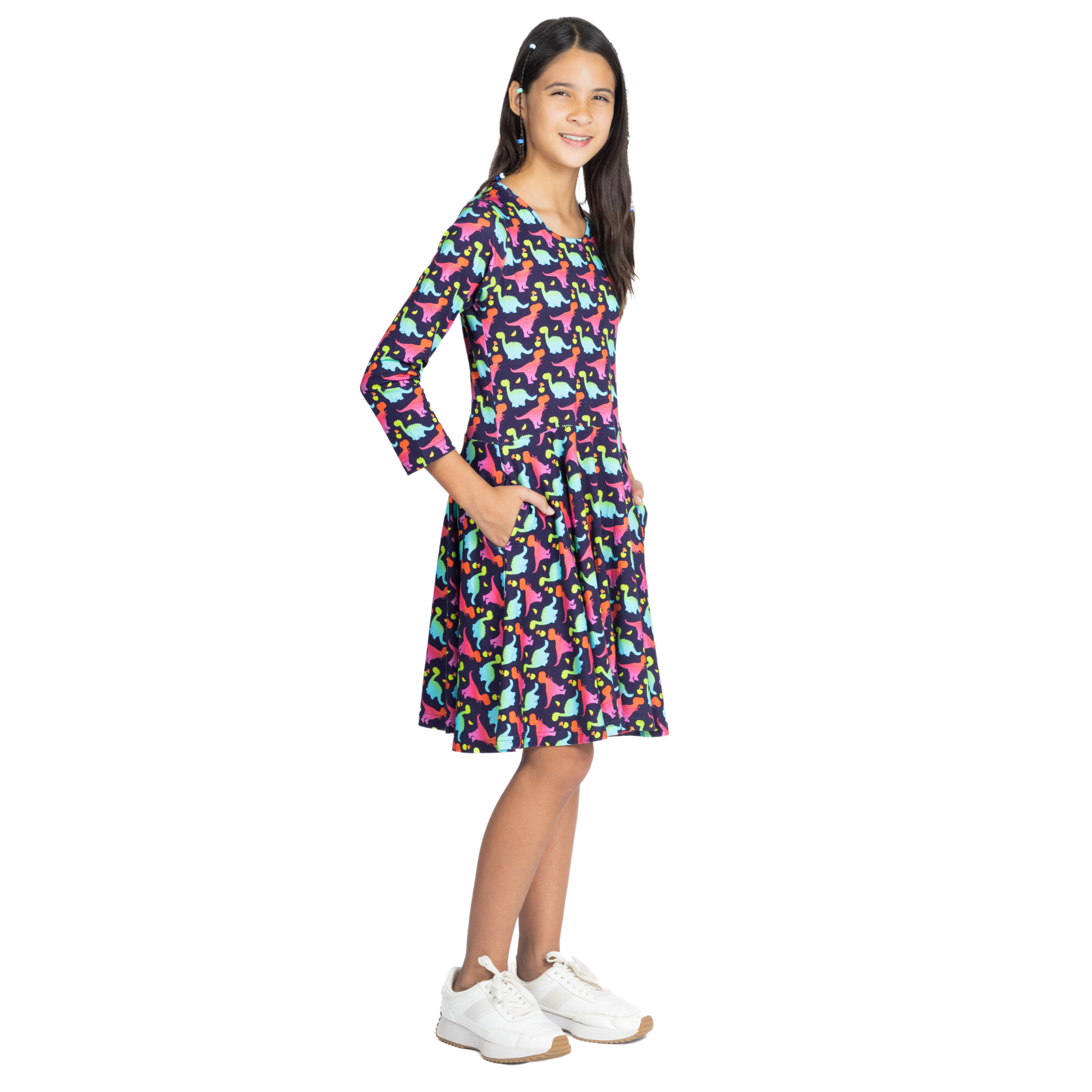 Colorful Dinosaurs Kids Twirl Dress