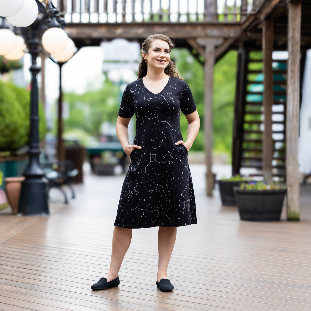 Constellations Glow-In-The-Dark A-Line Dress with Pockets