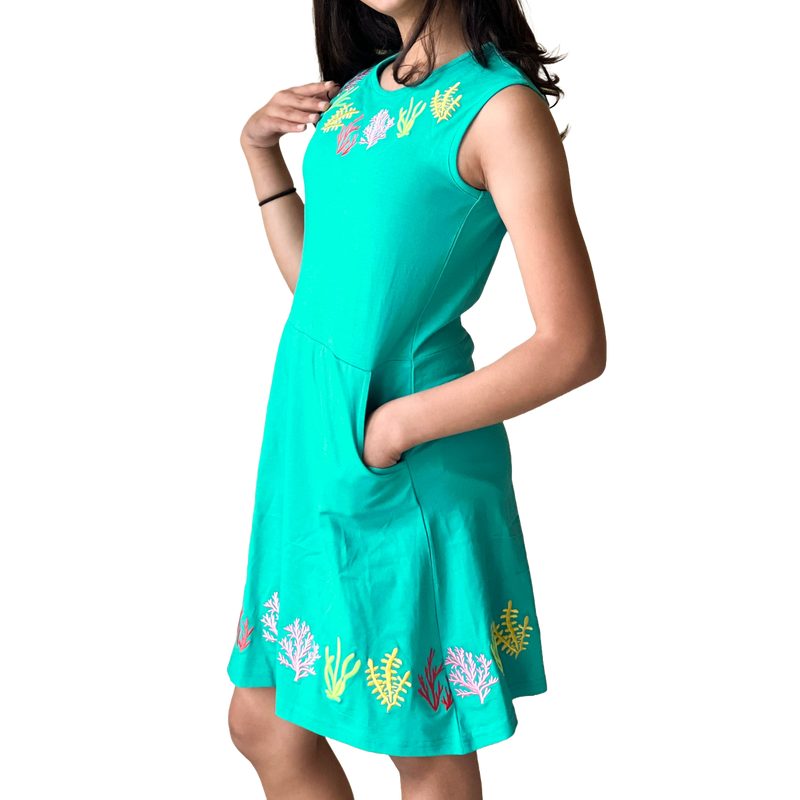 Coral Reef Embroidery Kids Dress Svaha USA Svaha USA