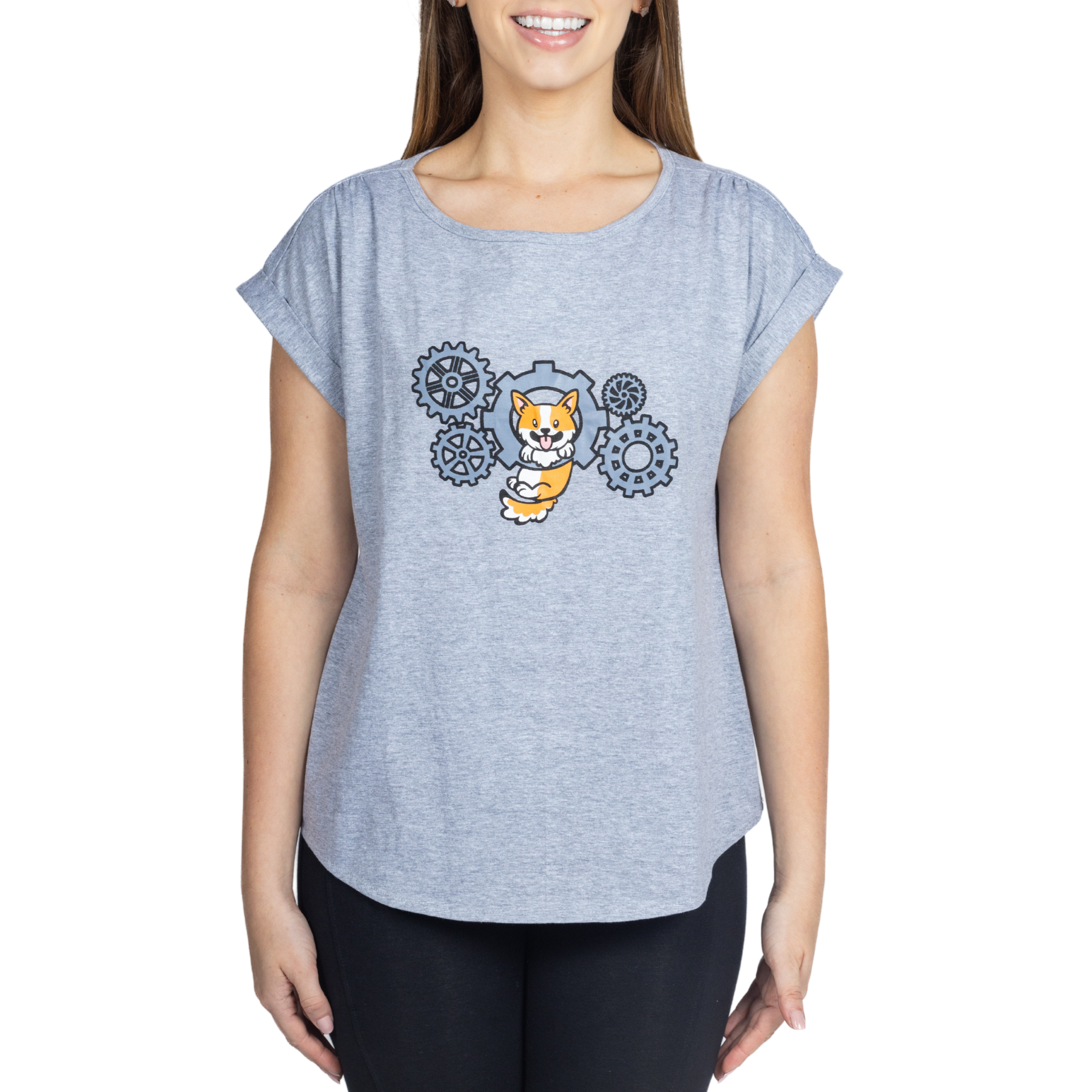 Corgi & Cogs Grey Top