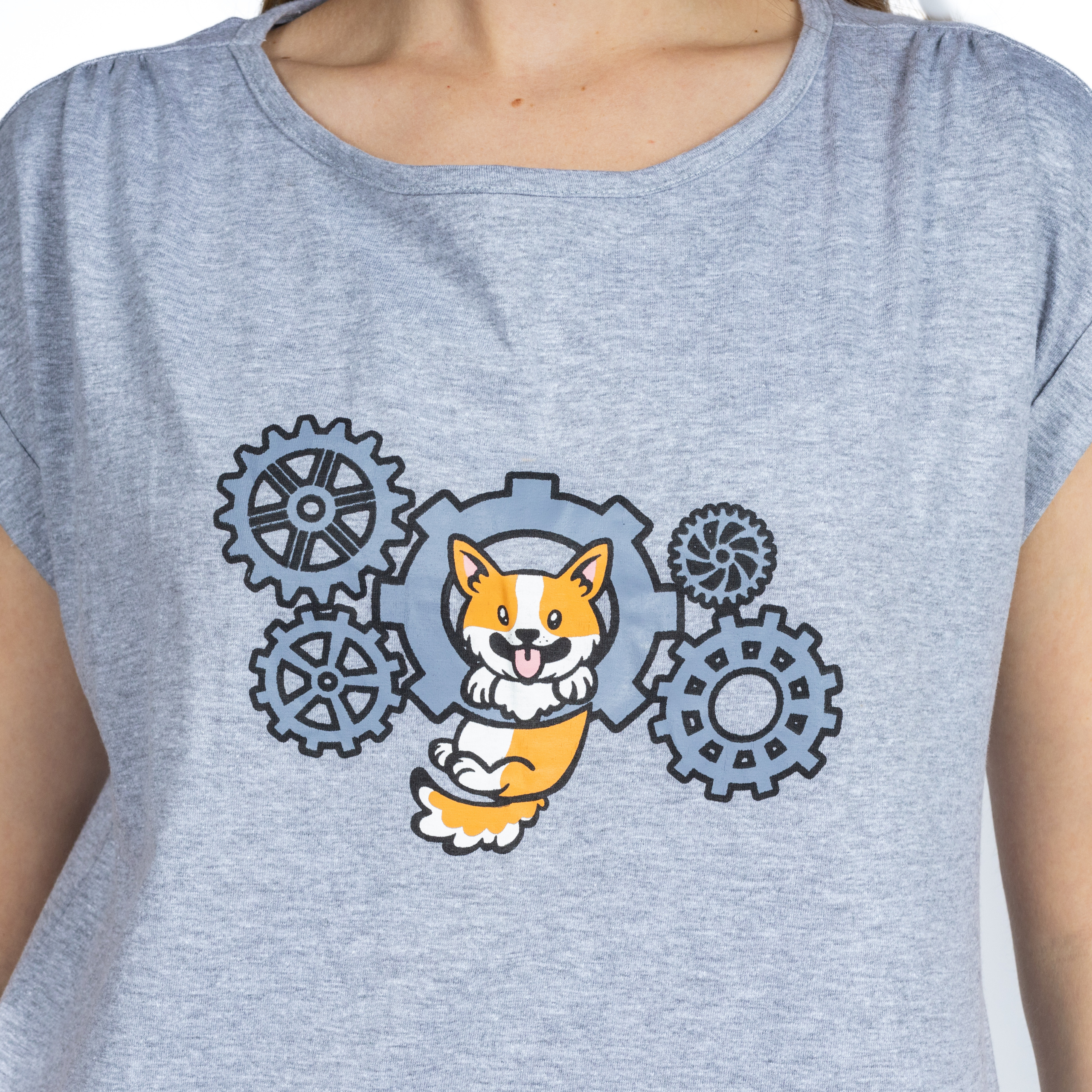 Corgi & Cogs Grey Top