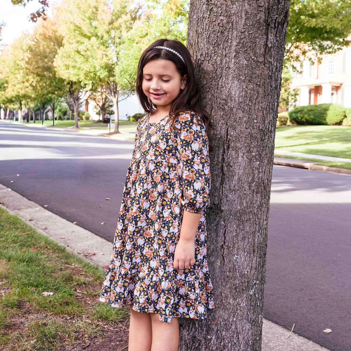 Corgi Steed Kids Dress with Pockets