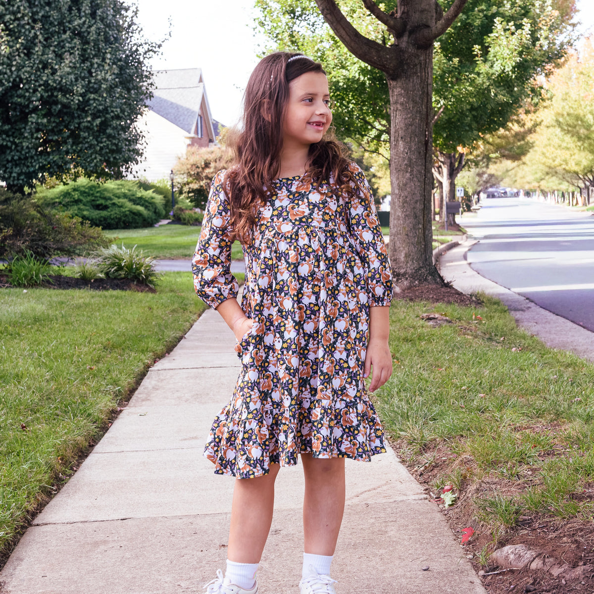 Corgi Steed Kids Dress with Pockets