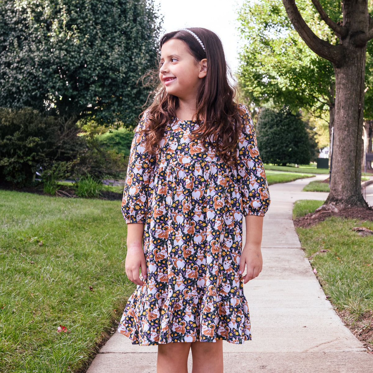 Corgi Steed Kids Dress with Pockets