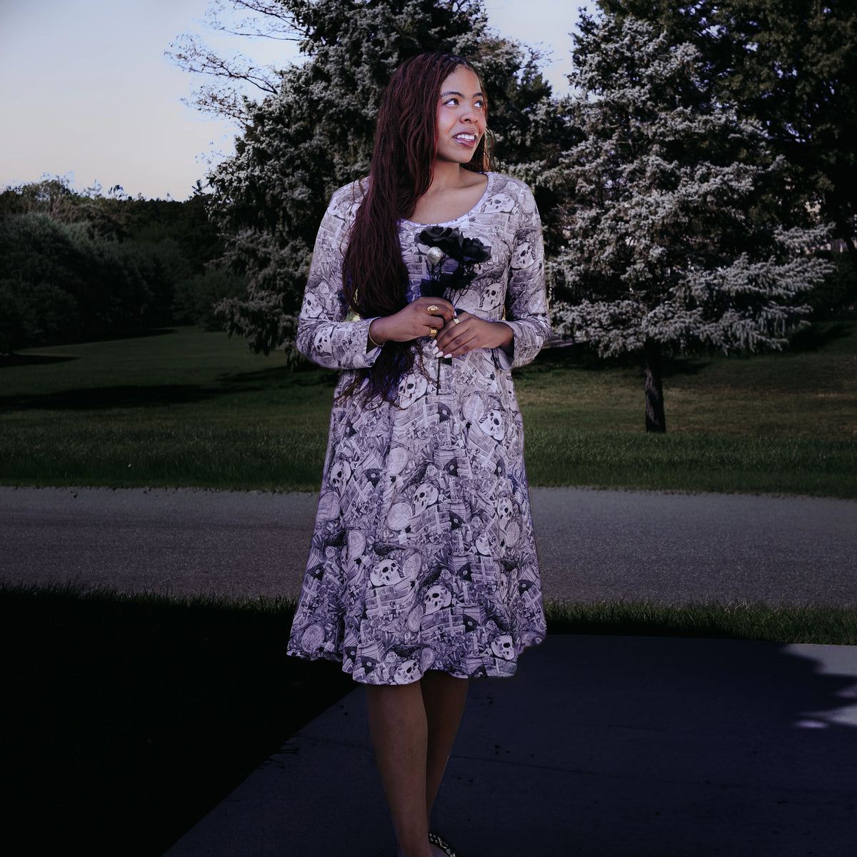Dark Academia Twirl Dress with Pockets