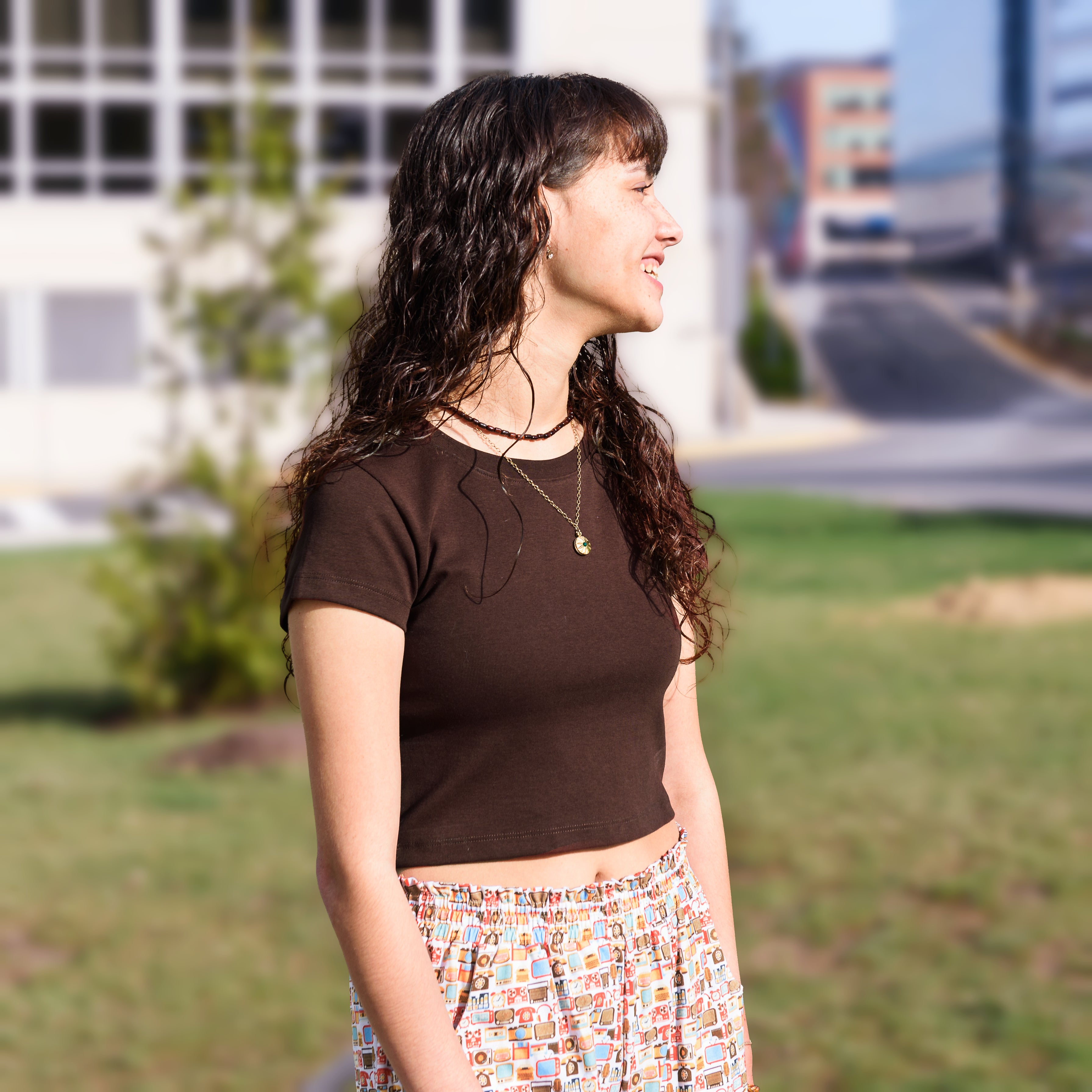Brown Juniors Crop Top