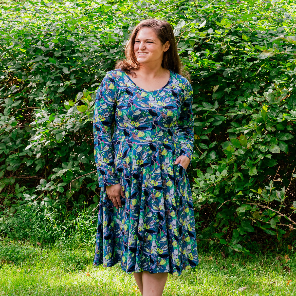 Darwin's Finches Twirl Dress with Pockets
